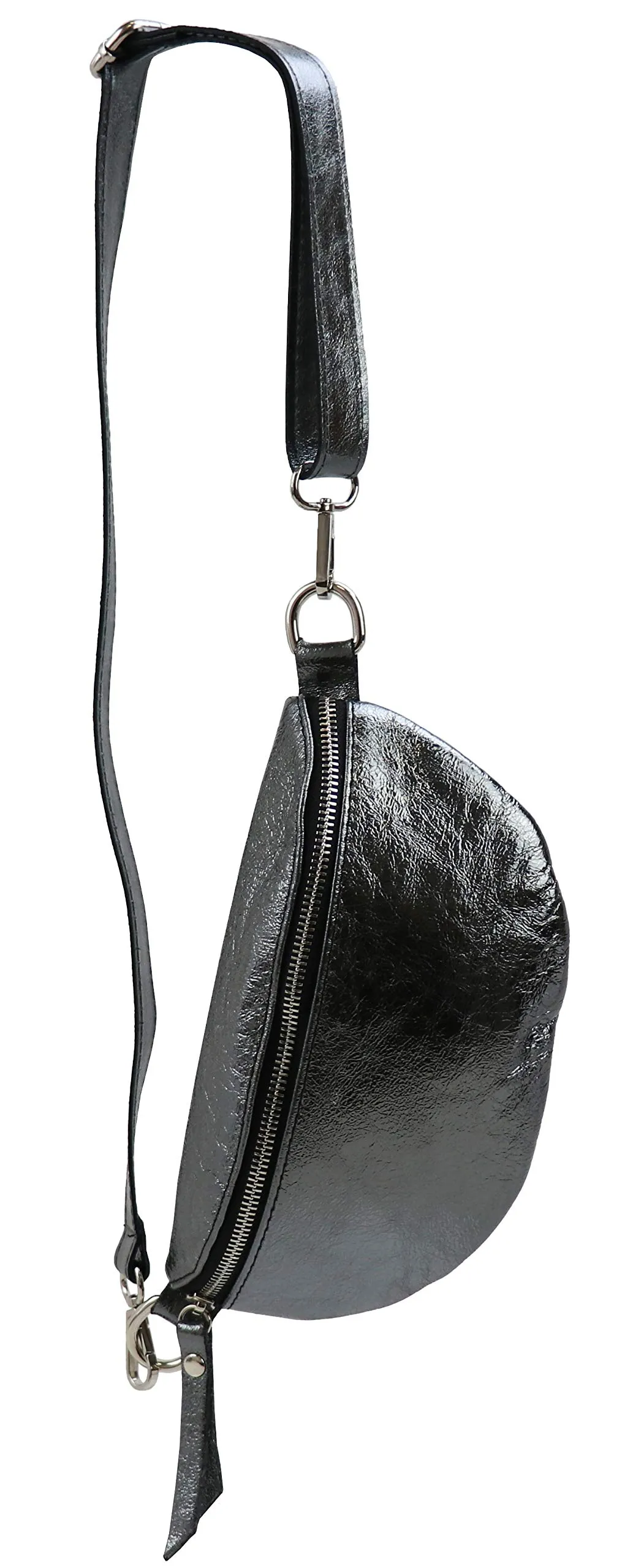 SH Leder AVA G292 Marsupio in Vera Pelle, Antracite Metallizzato, 23 x 12,50 x 7 cm - immagine 1