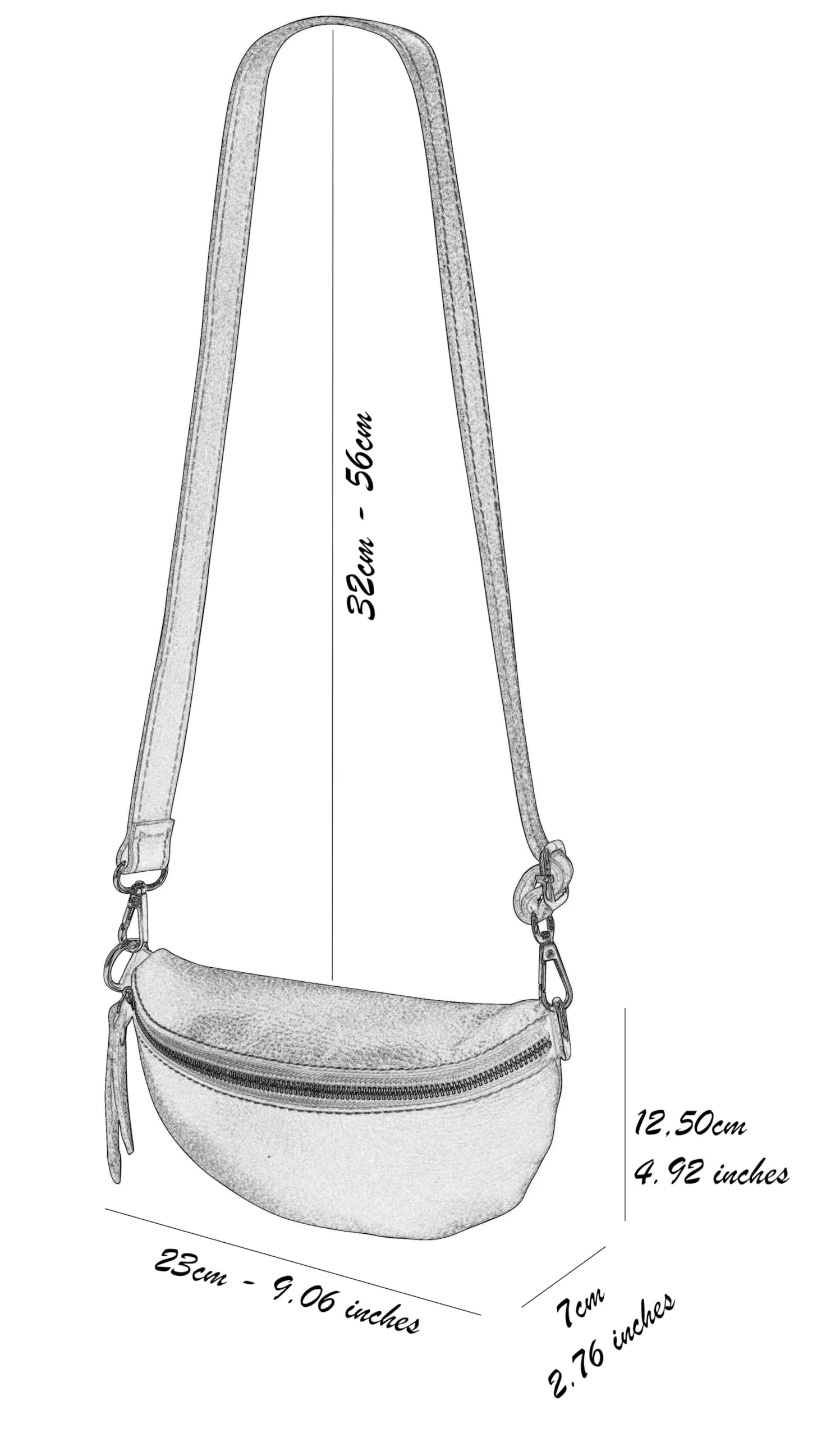 SH Leder AVA G292 Marsupio in vera pelle, Nero, 23 x 12,50 x 7 cm - immagine 4