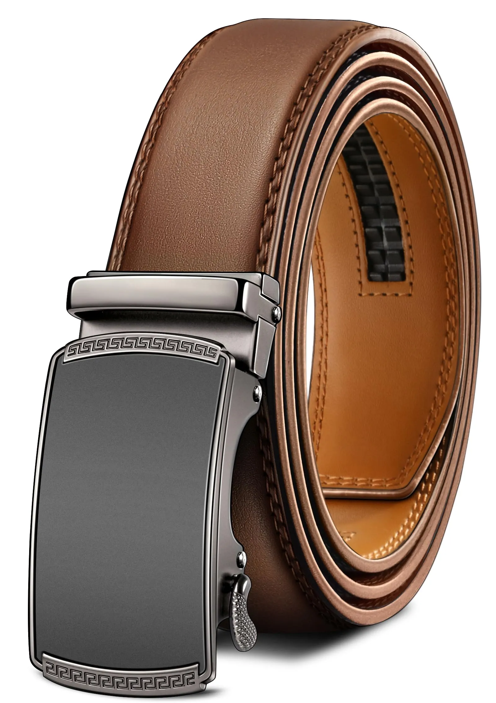 BULLIANT Cintura Uomo in Pelle con Fibbia Automatica a Cricchetto 35mm, Mattone Rosso, 105cm - immagine 1