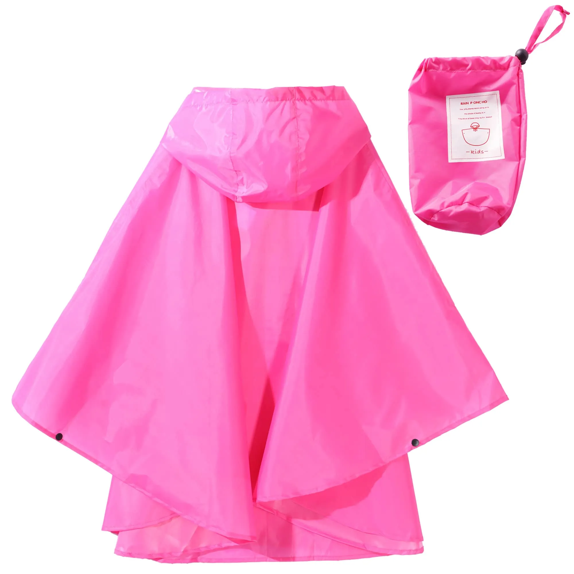 QIKADO Poncho Impermeabile Bambina con Borsa Portatile, Rosa, XL - immagine 2