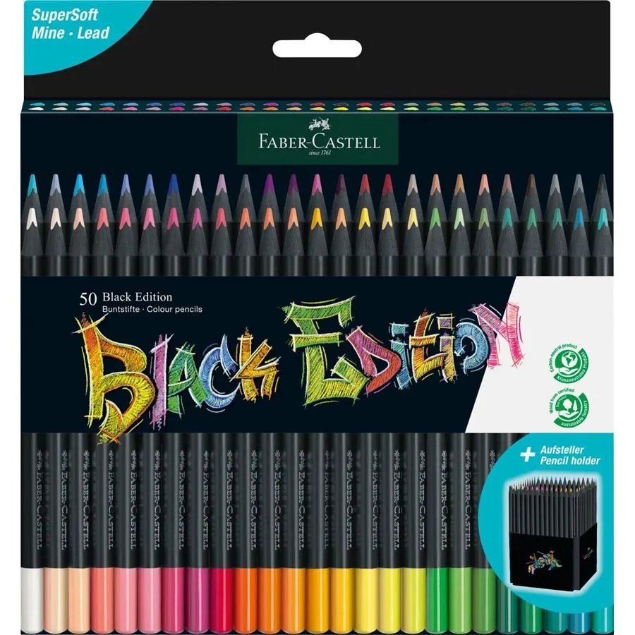 Faber-Castell Black Edition Matite Colorate, 50 pezzi - immagine 1