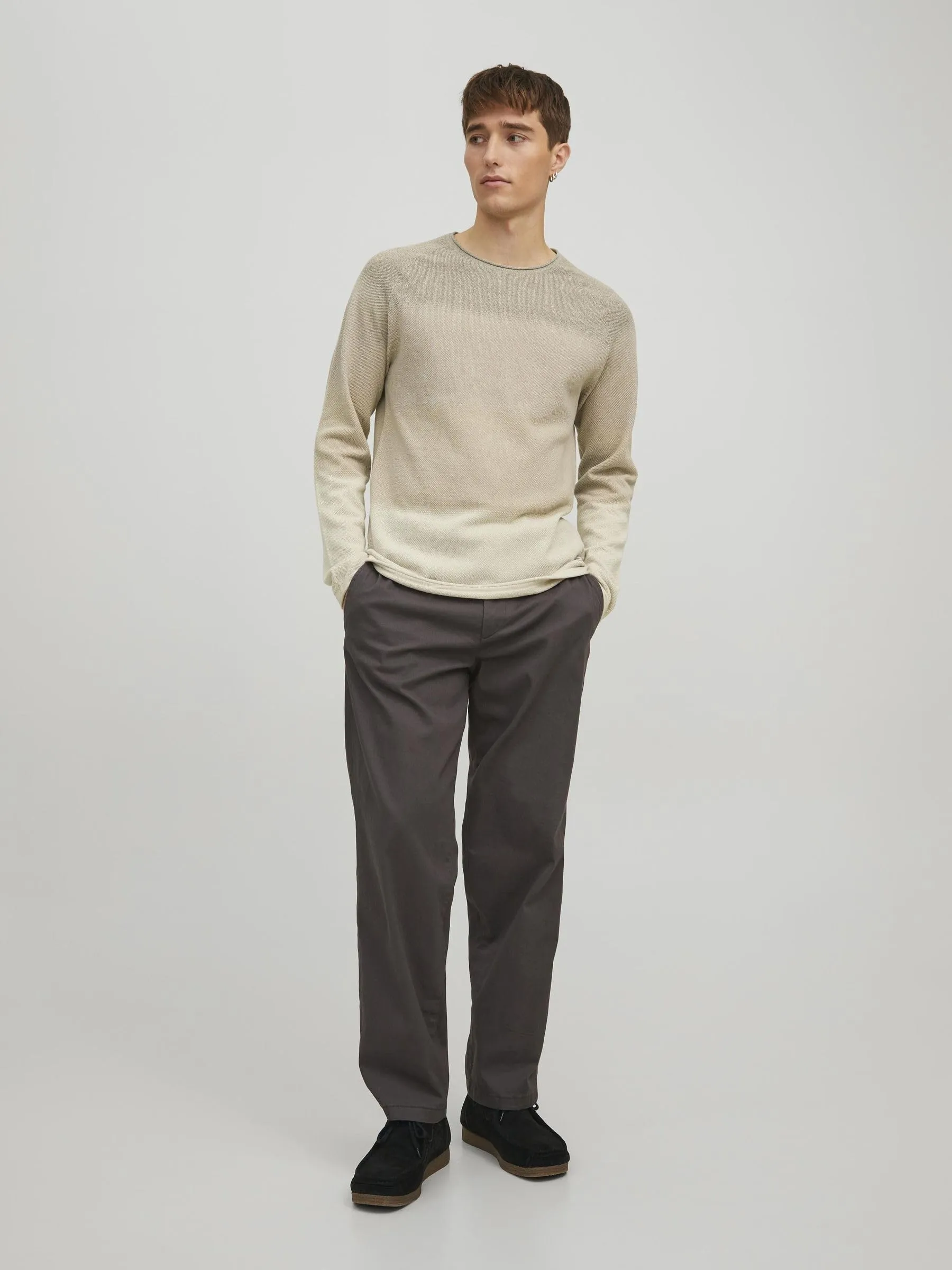 Jack & Jones JJEHill Knit Crew Neck NOOS Sweater - Oatmeal Gradient, M - immagine 4