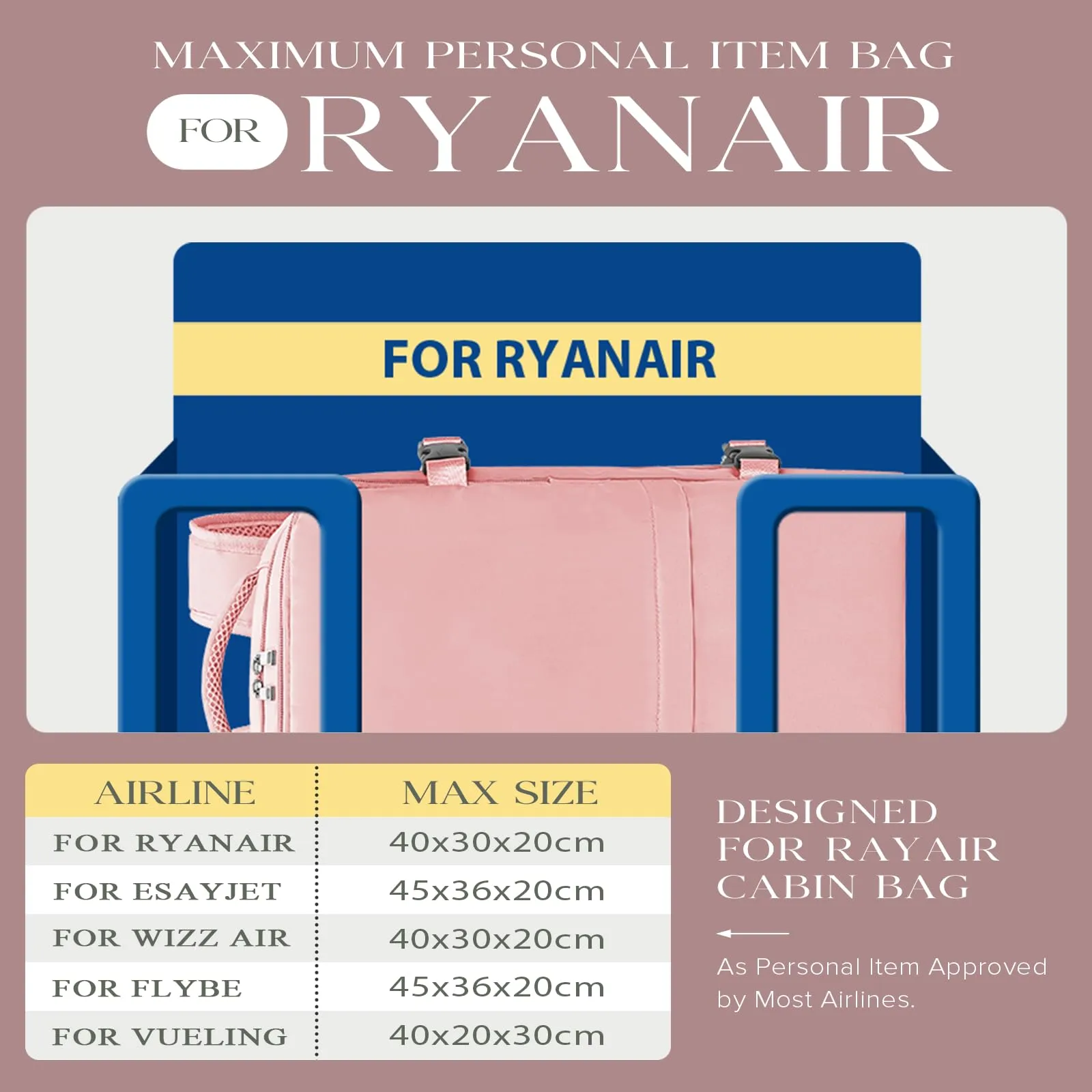 Hayayu Zaino Bagaglio a Mano per Ryanair 40x20x28 cm - immagine 2