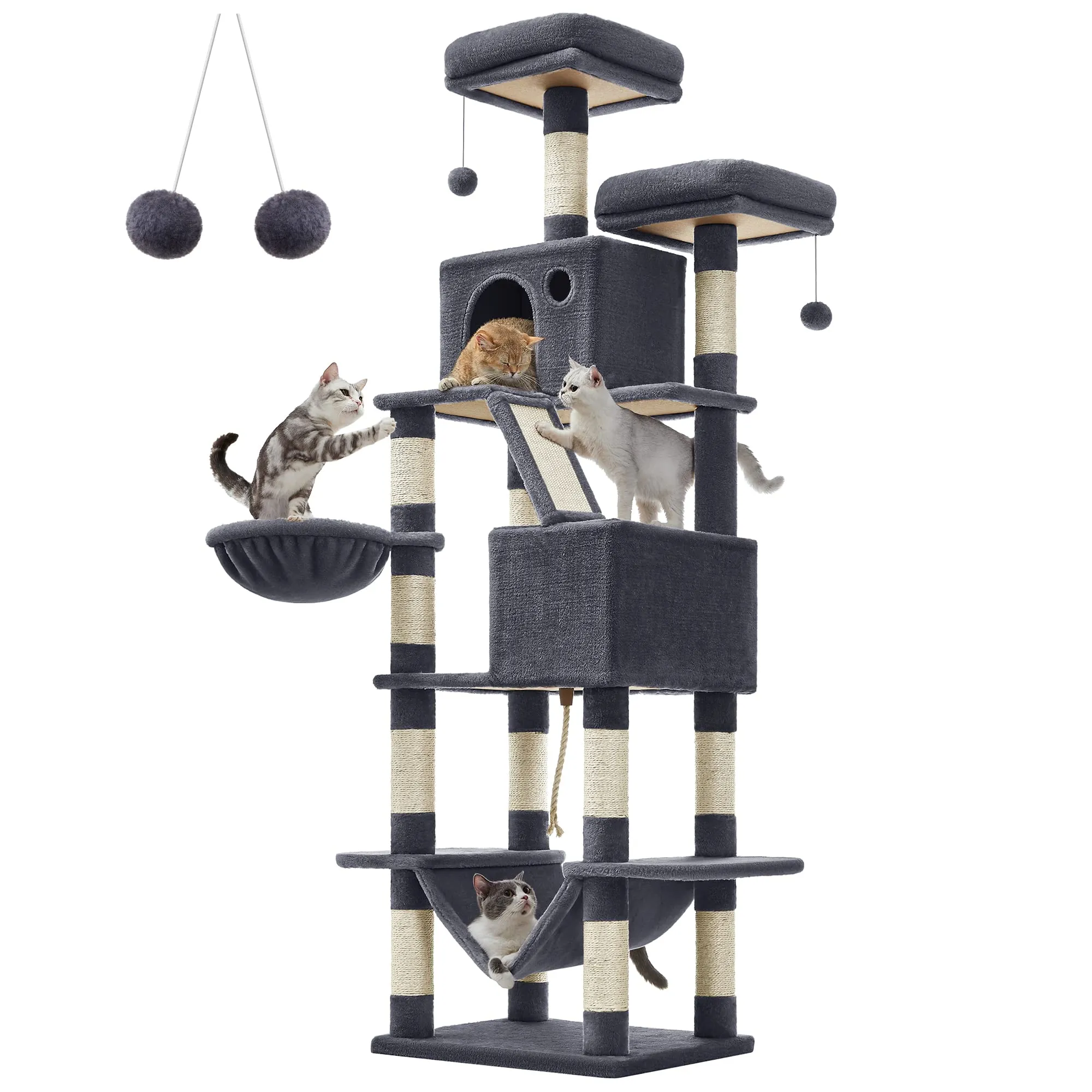 Feandrea Albero per Gatti XXL, Alto 206 cm, Grigio Fumo PCT190G01 - immagine 1