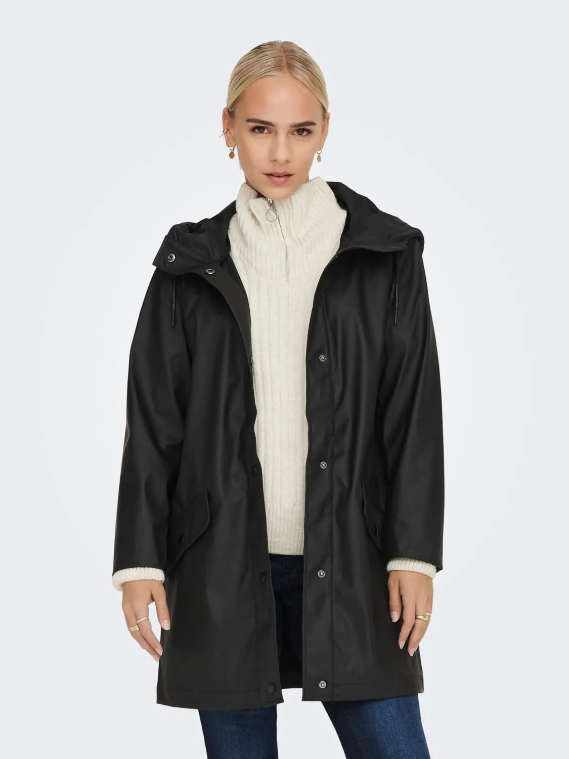 ONLY Onlelisa Raincoat Otw, Women's Waterproof Jacket, Black, M - immagine 2