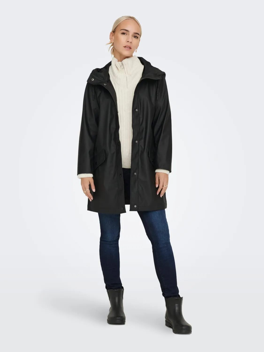 ONLY Onlelisa Raincoat Otw, Women's Waterproof Jacket, Black, M - immagine 3
