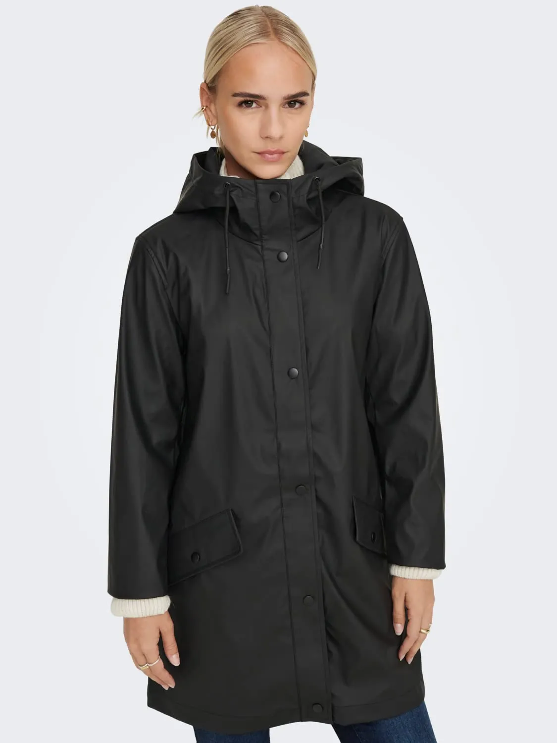 ONLY Onlelisa Raincoat Otw, Nero, XS - immagine 6