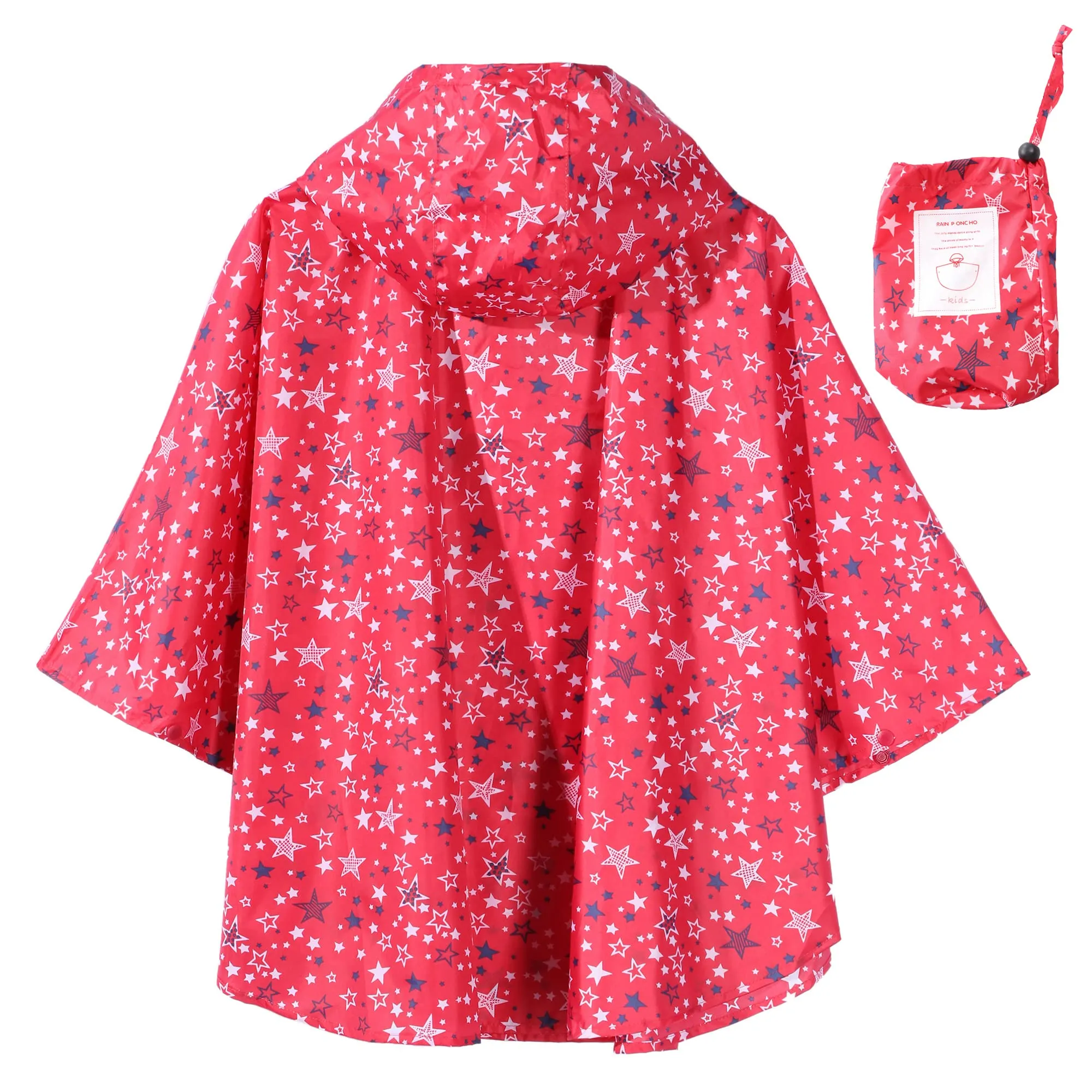 QIKADO Poncho Impermeabile Unisex per Bambini Stella Rossa, 8-12 anni - immagine 2
