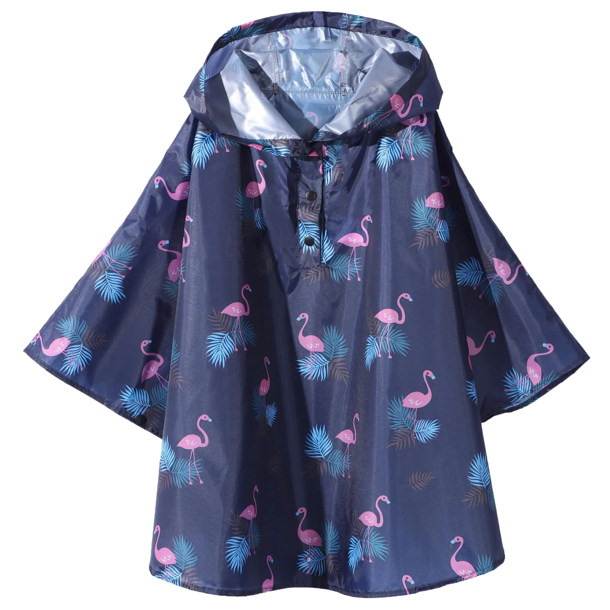 QIKADO Poncho Impermeabile Bambini Unisex con Sacchetto di Stoccaggio, Blauer Flamingo, XL - immagine 1