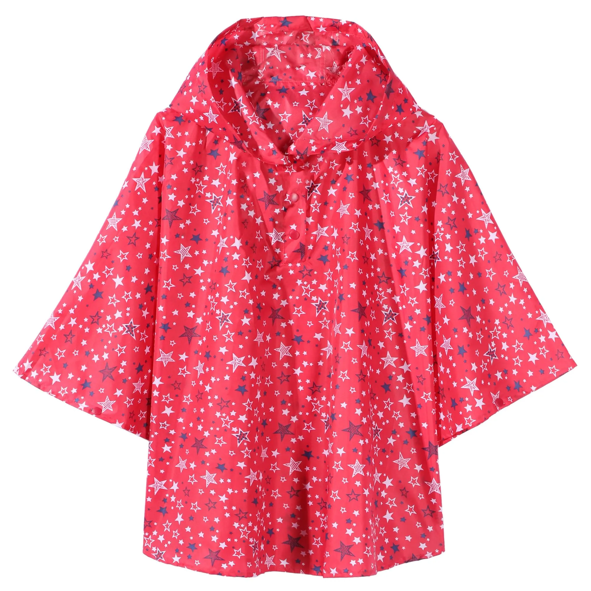 QIKADO Poncho Impermeabile Unisex per Bambini Stella Rossa, 5-8 anni - immagine 1