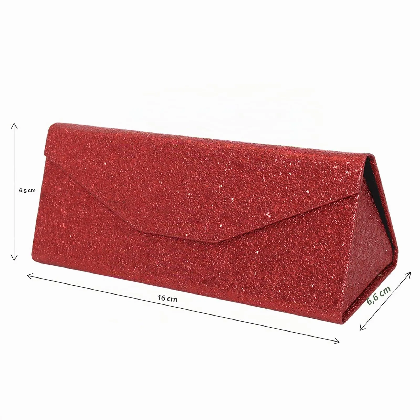 TBOC Custodia Pieghevole Rigida per Occhiali Triangolare con Chiusura Magnetica, Rosso Lucente - immagine 5