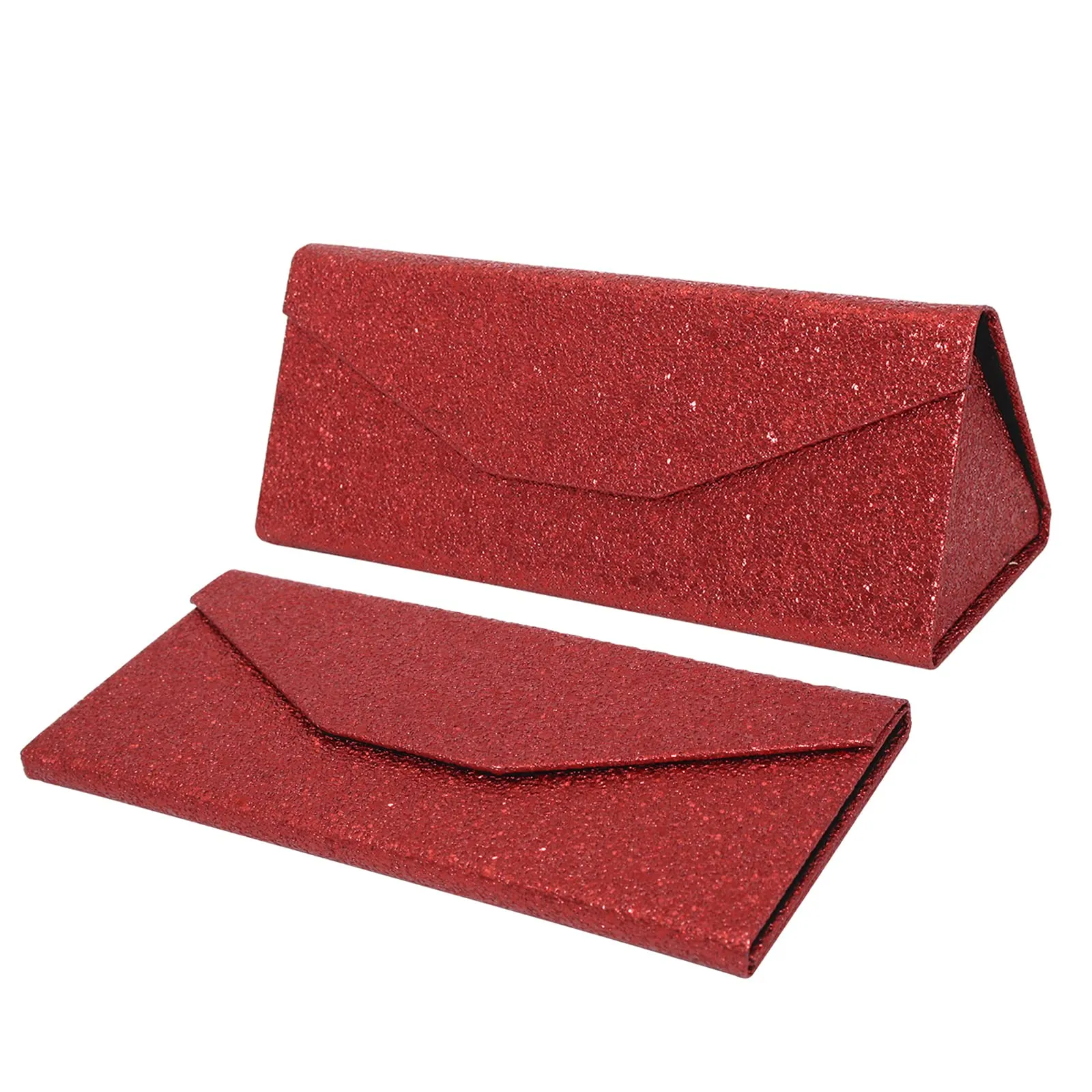 TBOC Custodia Pieghevole Rigida per Occhiali Triangolare con Chiusura Magnetica, Rosso Lucente - immagine 7