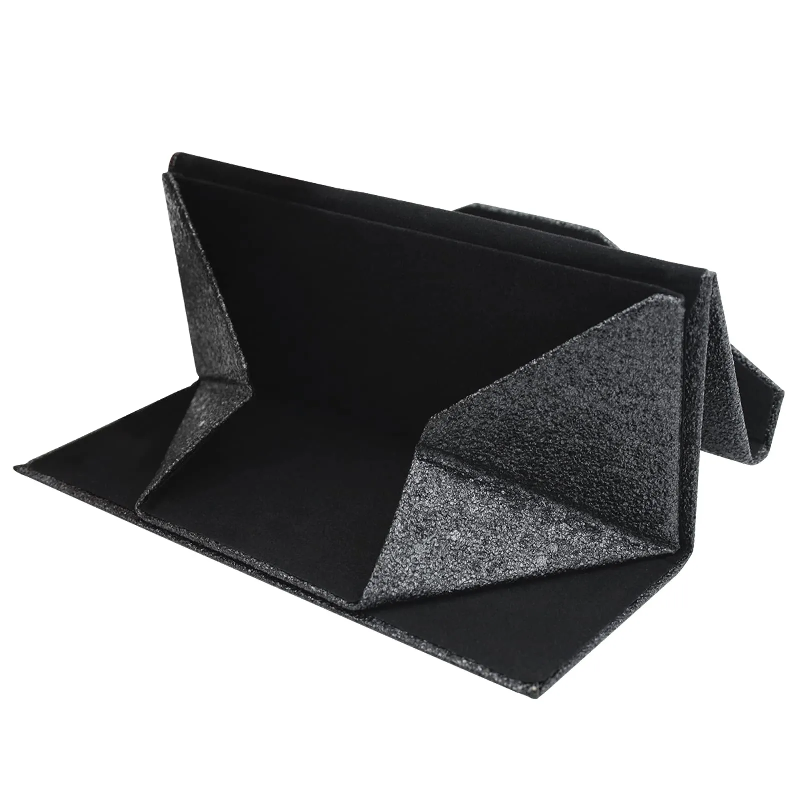 TBOC Custodia Pieghevole per Occhiali Rigida Triangolare con Chiusura Magnetica - Nero Lucente - immagine 3