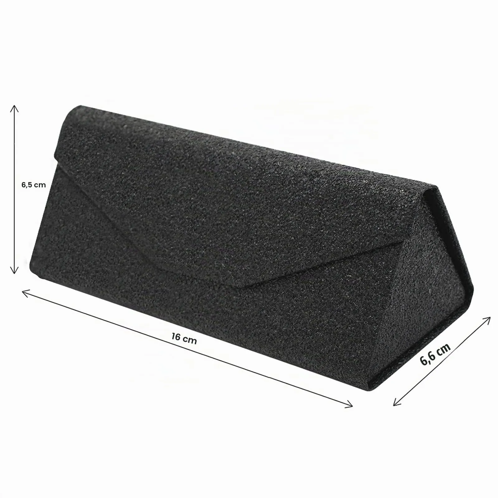 TBOC Custodia Pieghevole per Occhiali Rigida Triangolare con Chiusura Magnetica - Nero Lucente - immagine 5