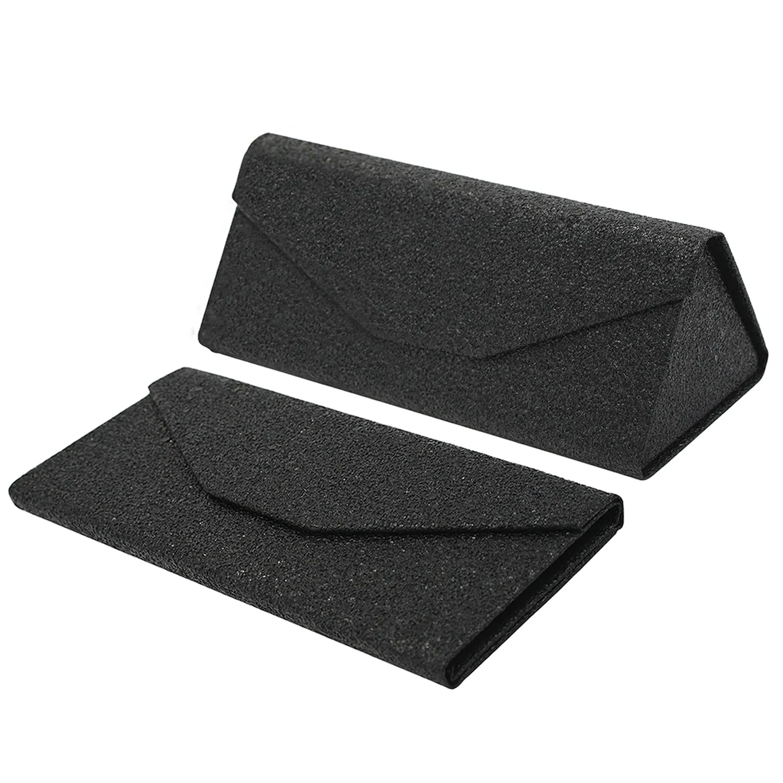 TBOC Custodia Pieghevole per Occhiali Rigida Triangolare con Chiusura Magnetica - Nero Lucente - immagine 7