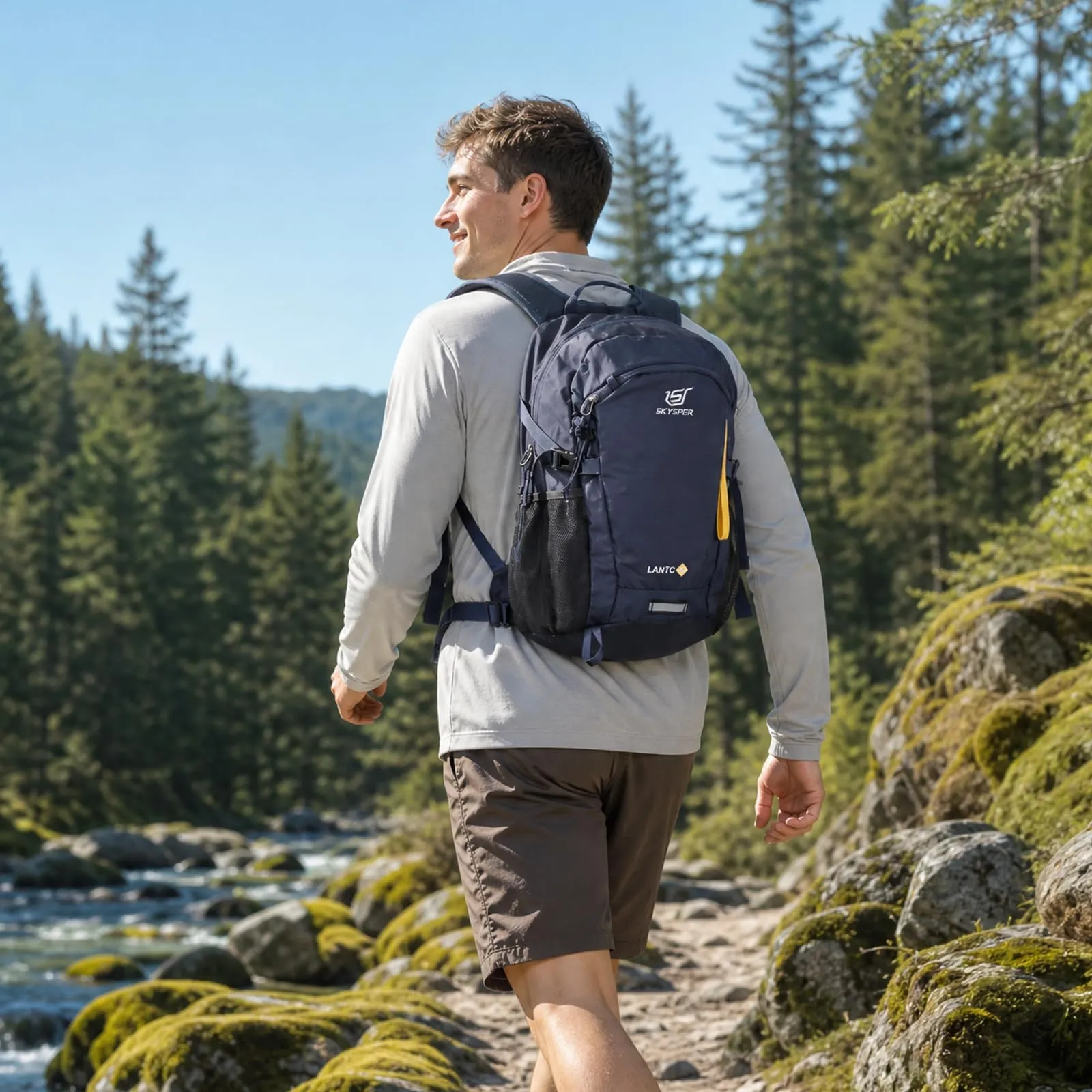 SKYSPER Zaino da Hiking 20L Scozzese Blu Navy - immagine 2