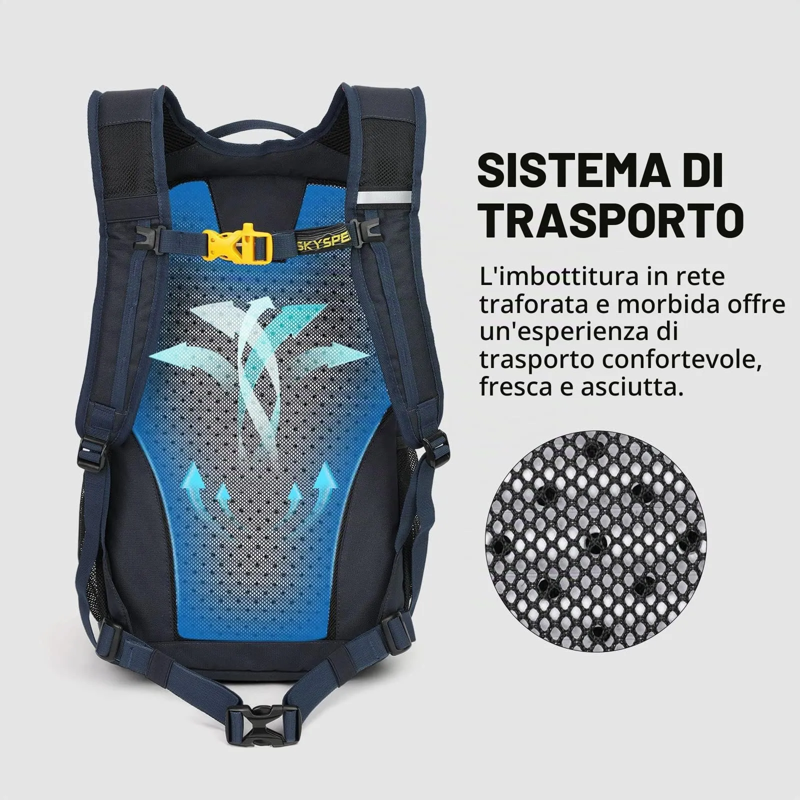 SKYSPER Zaino da Hiking 20L Scozzese Blu Navy - immagine 3