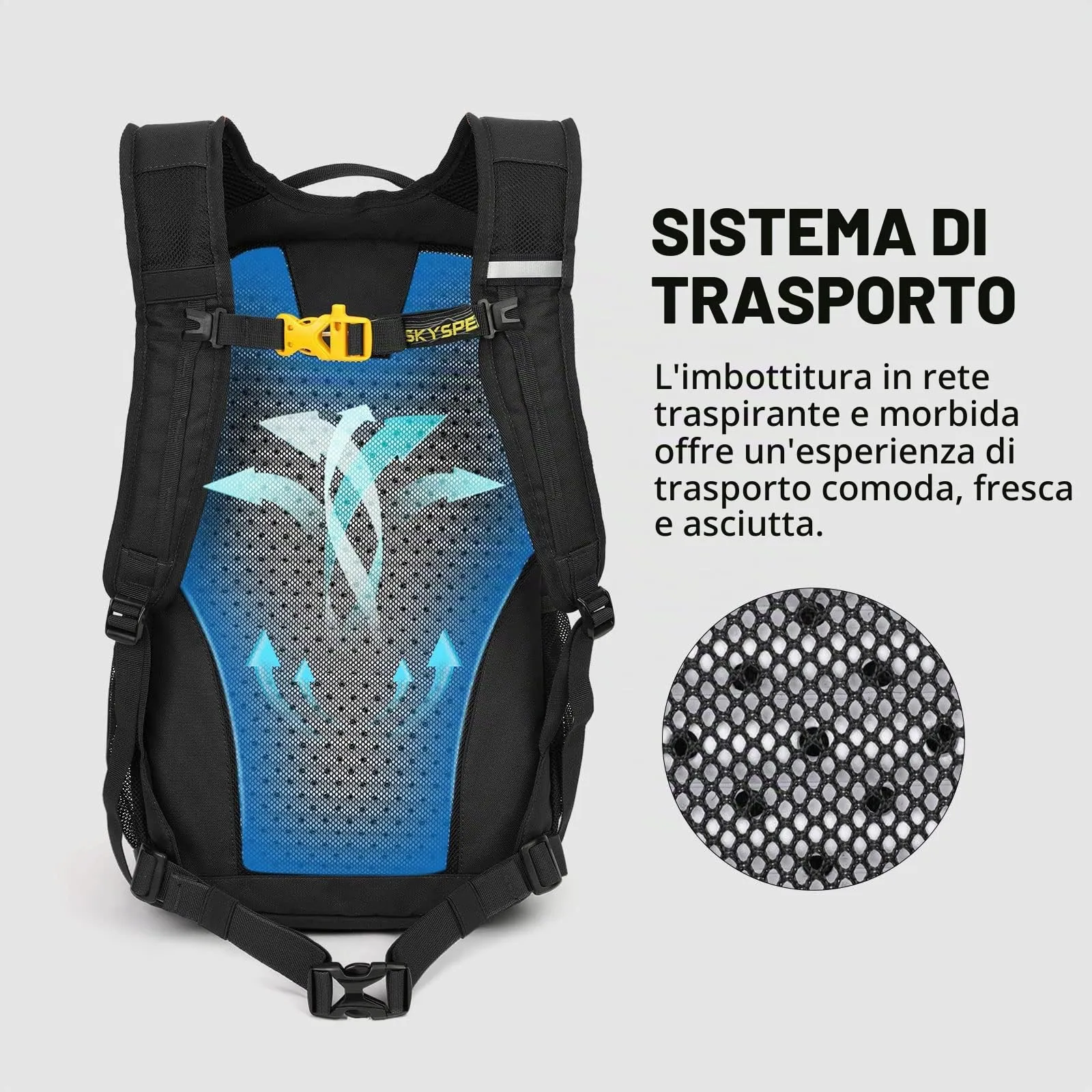 SKYSPER Zaino da Hiking 20L Scozzese Nero - immagine 3