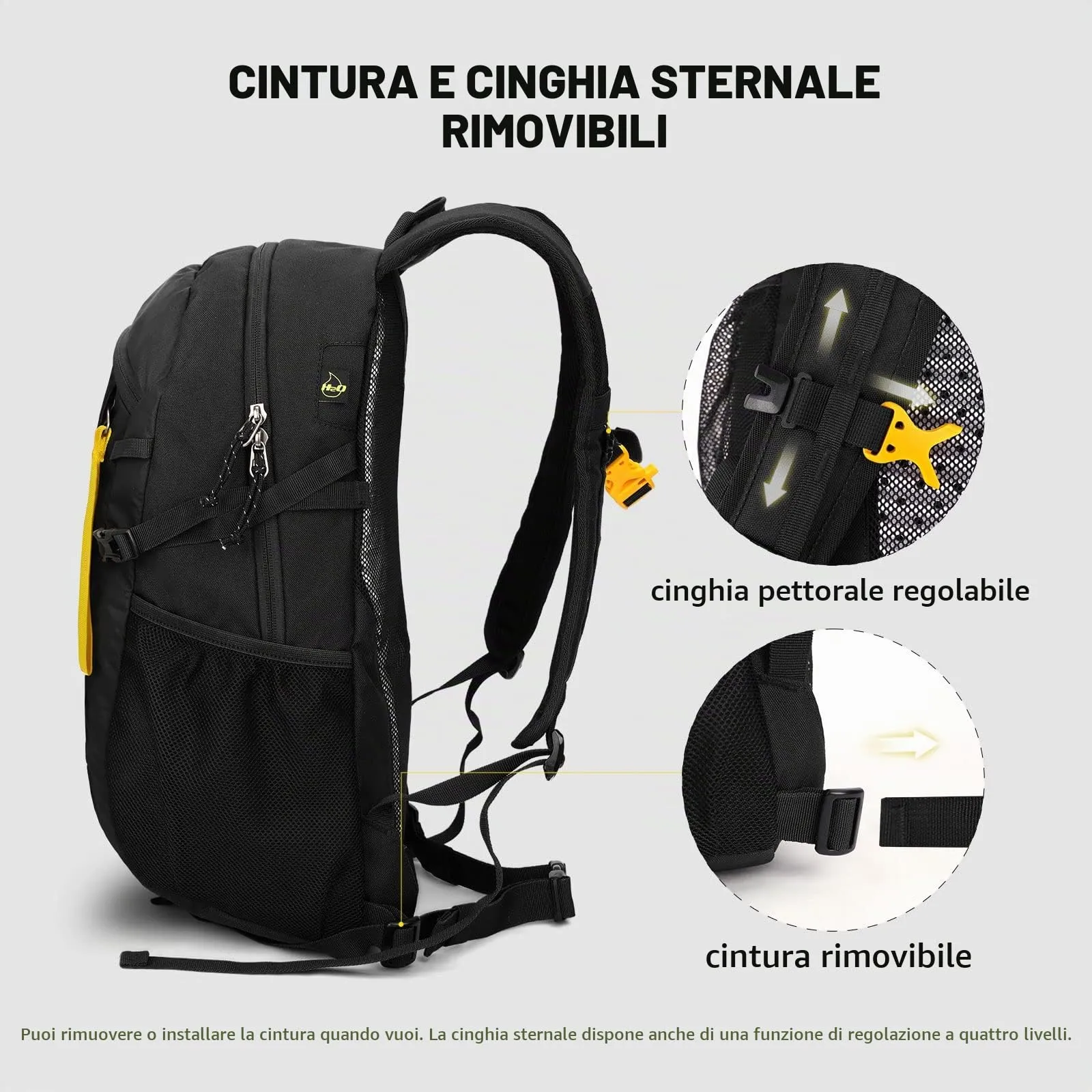 SKYSPER Zaino da Hiking 20L Scozzese Nero - immagine 4