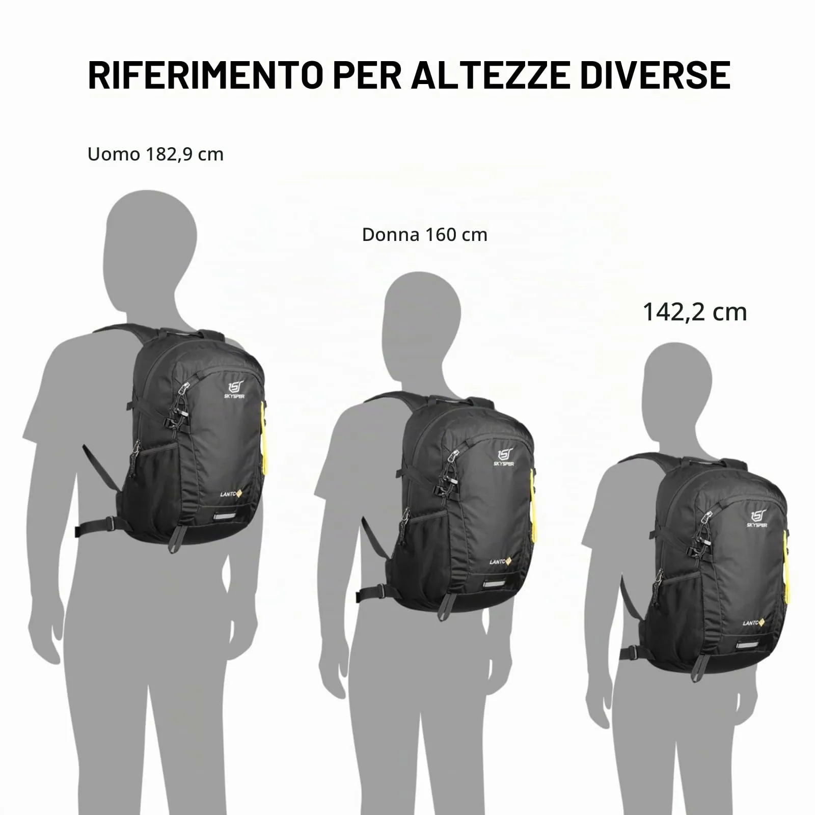 SKYSPER Zaino da Hiking 20L Scozzese Nero - immagine 6