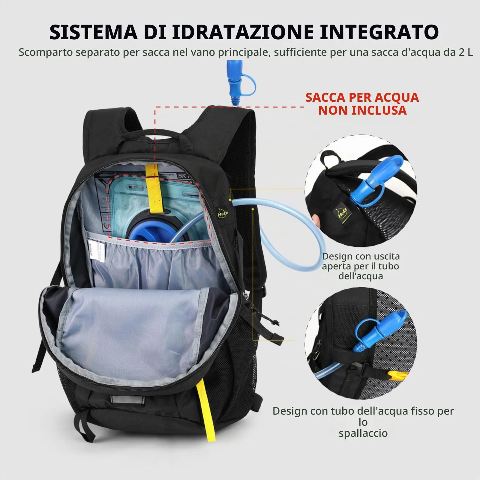SKYSPER Zaino da Hiking 20L Scozzese Nero - immagine 7