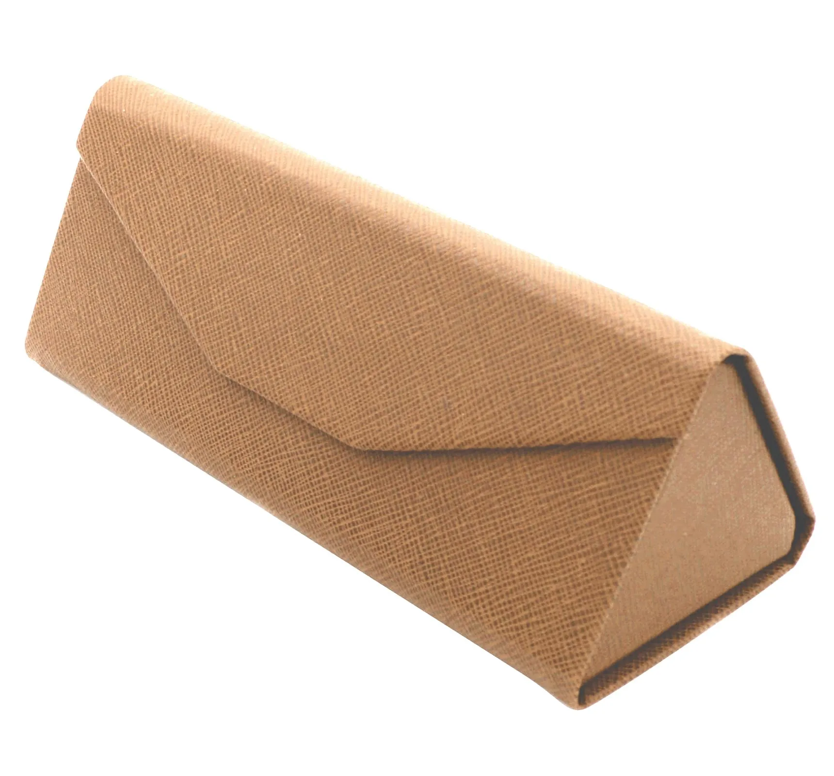 TBOC Custodia Pieghevole Rigida Triangolare per Occhiali, Chiusura Magnetica, Marrone Chiaro - immagine 2