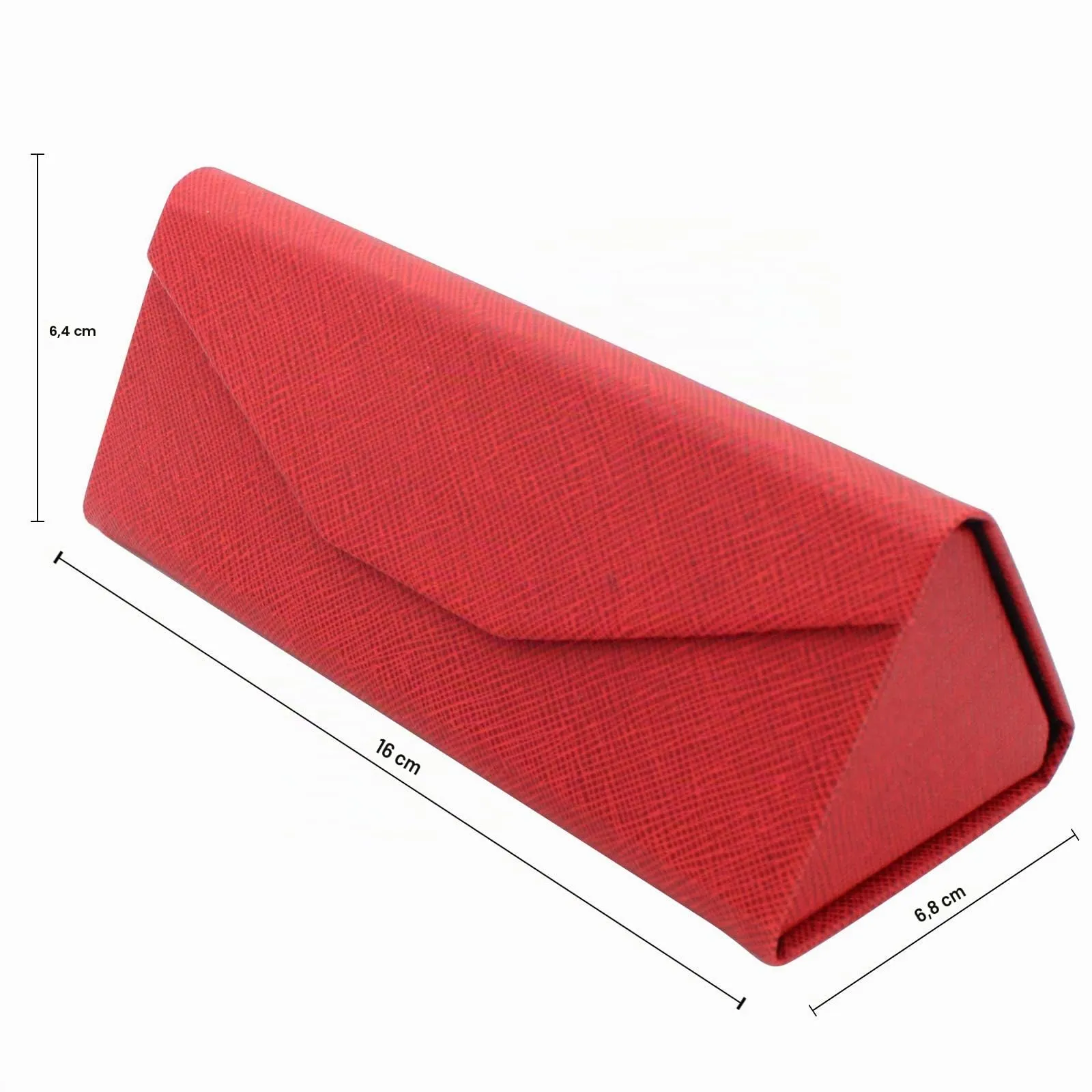 TBOC Custodia Pieghevole per Occhiali Rigida Triangolare con Chiusura Magnetica, Rosso - immagine 6