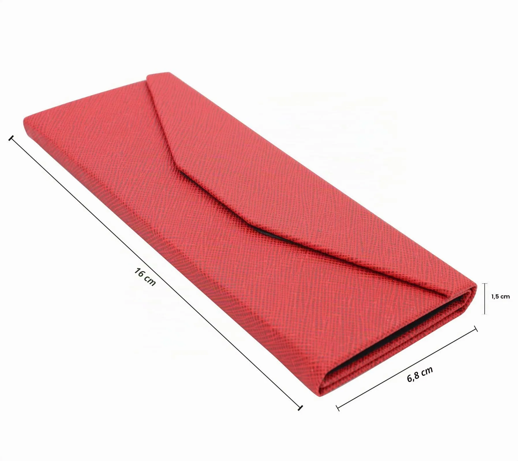 TBOC Custodia Pieghevole per Occhiali Rigida Triangolare con Chiusura Magnetica, Rosso - immagine 7