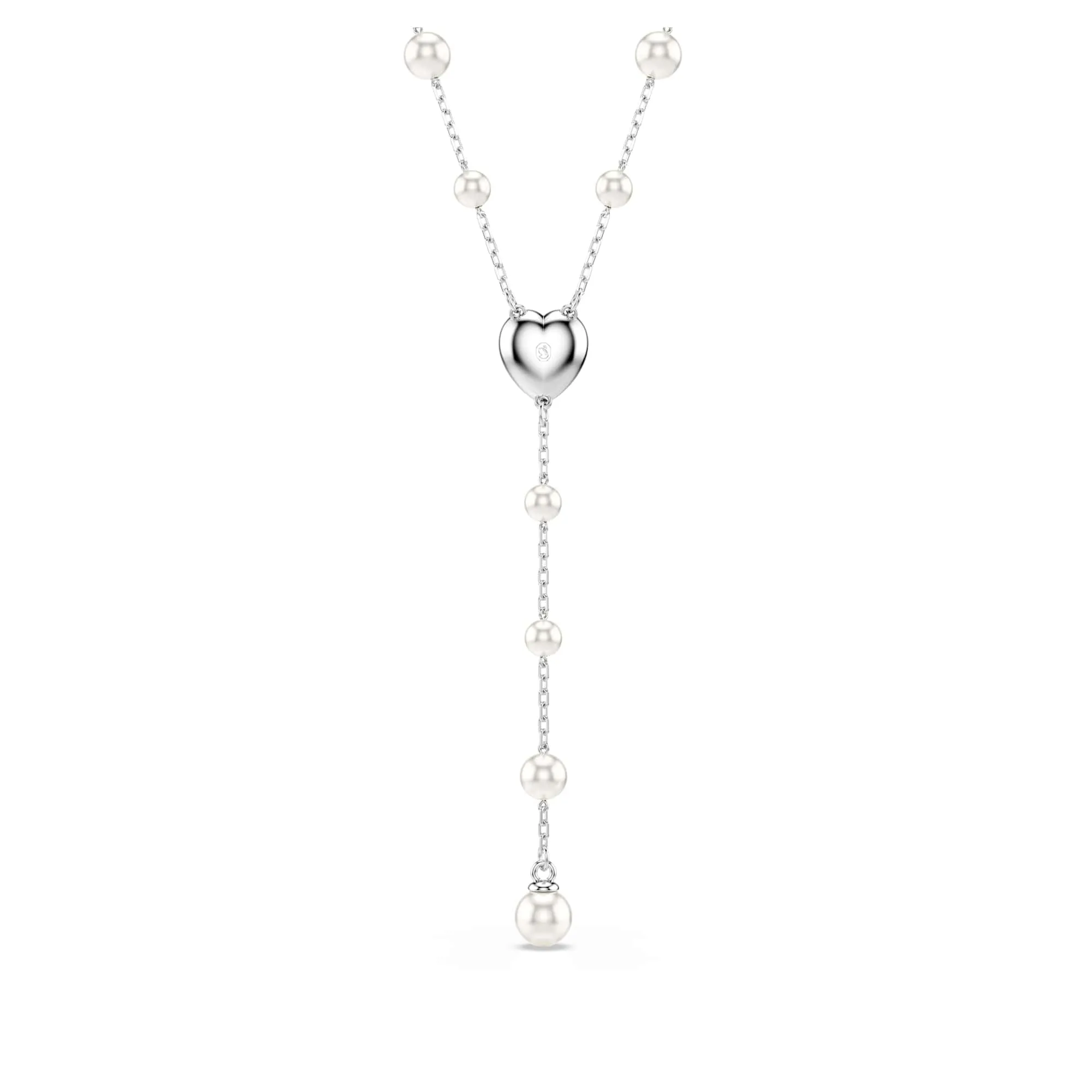 Swarovski Ariana Grande Collana a Y con Pavé di Cristalli e Crystal Pearls, Forma a Cuore, Placcatura Rodio, 38-48 cm - immagine 4
