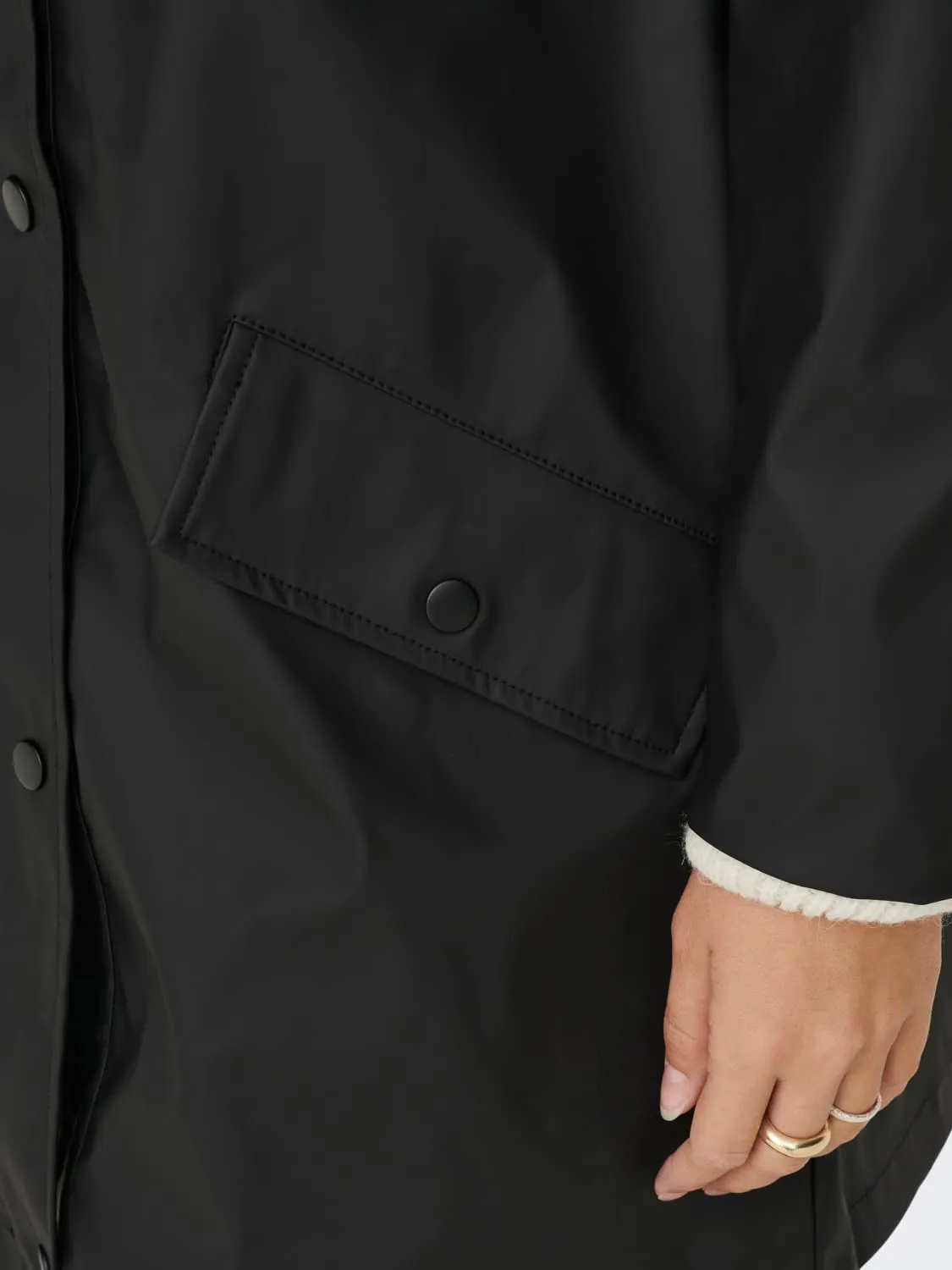 ONLY Onlelisa Raincoat Otw, Nero, S - immagine 7