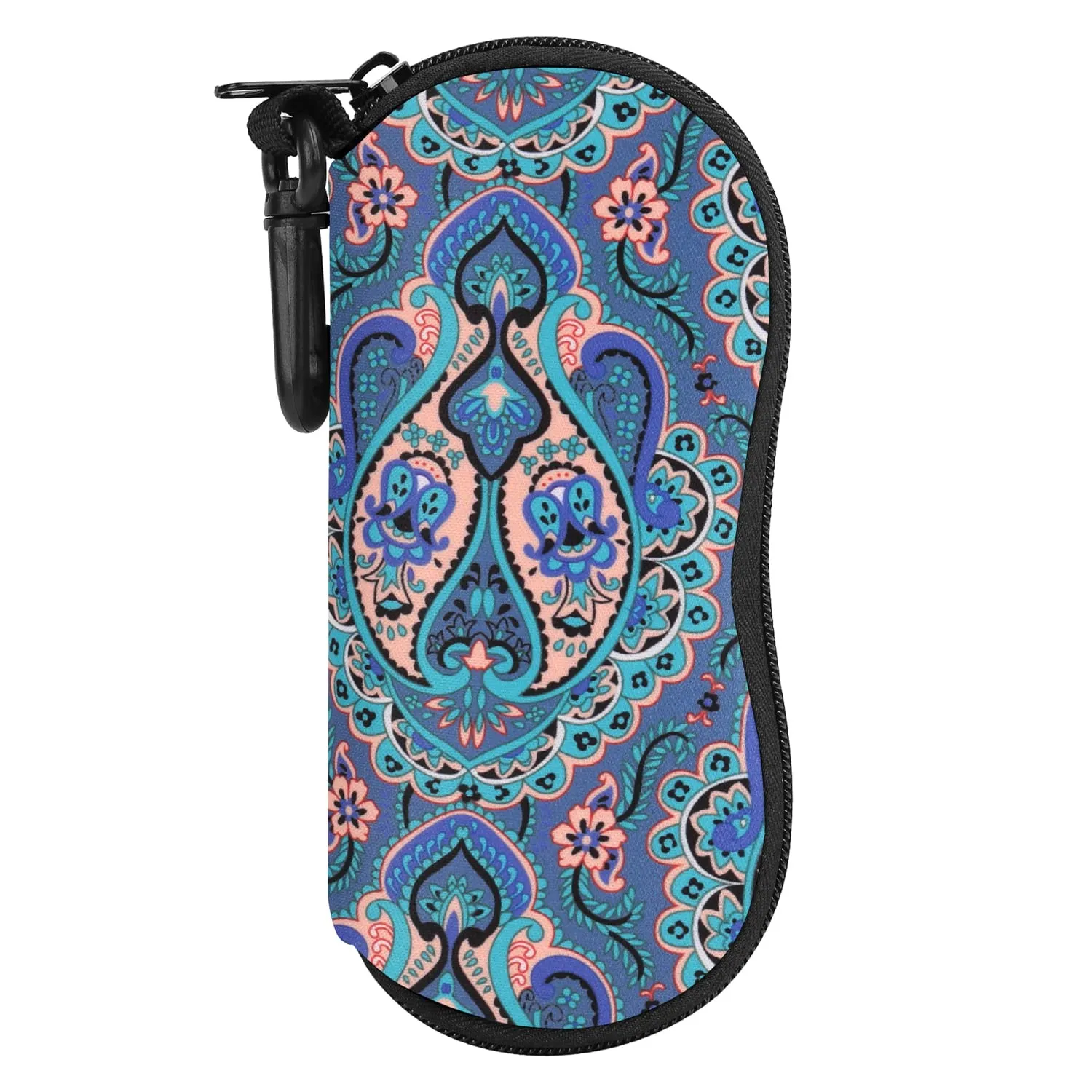 MoKo Astuccio per Occhiali in Neoprene con Clip da Cintura, Piuma di Pavone - immagine 1