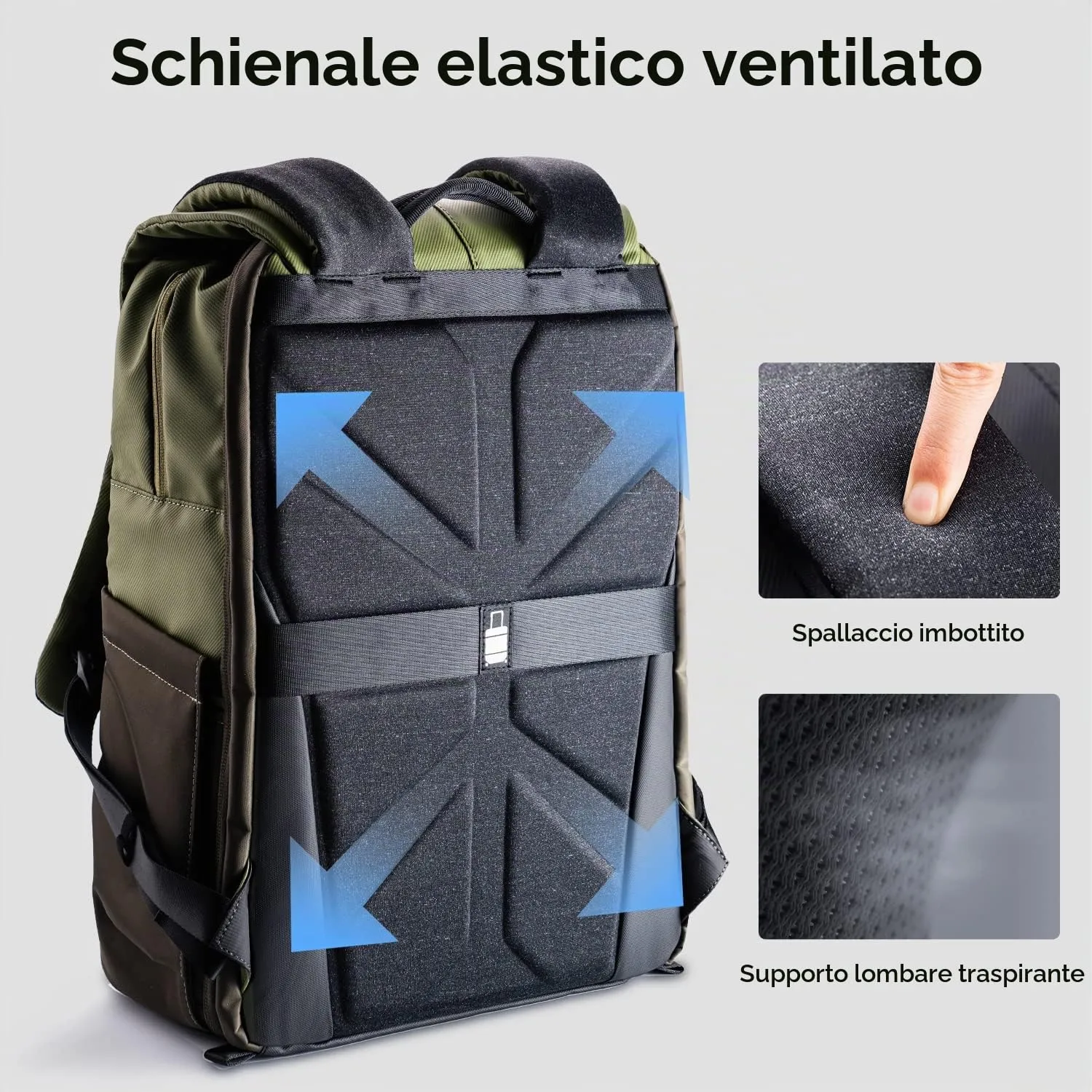 K&F CONCEPT Zaino Fotografico Professionale Impermeabile Antifurto, 20 Litri, Verde - immagine 6
