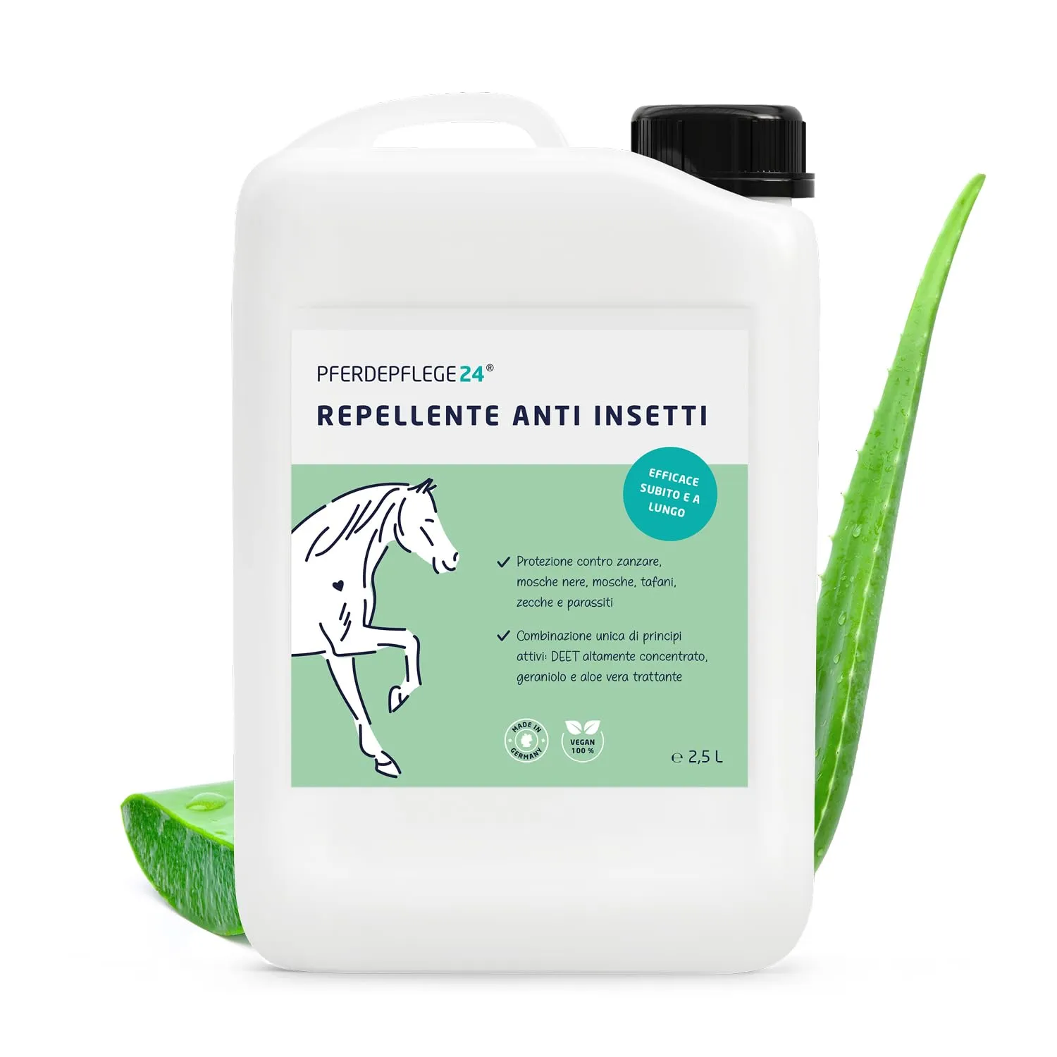 PFERDEPFLEGE24 Repellente Insetti Cavallo Spray con Aloe Vera, 2,5l - immagine 1