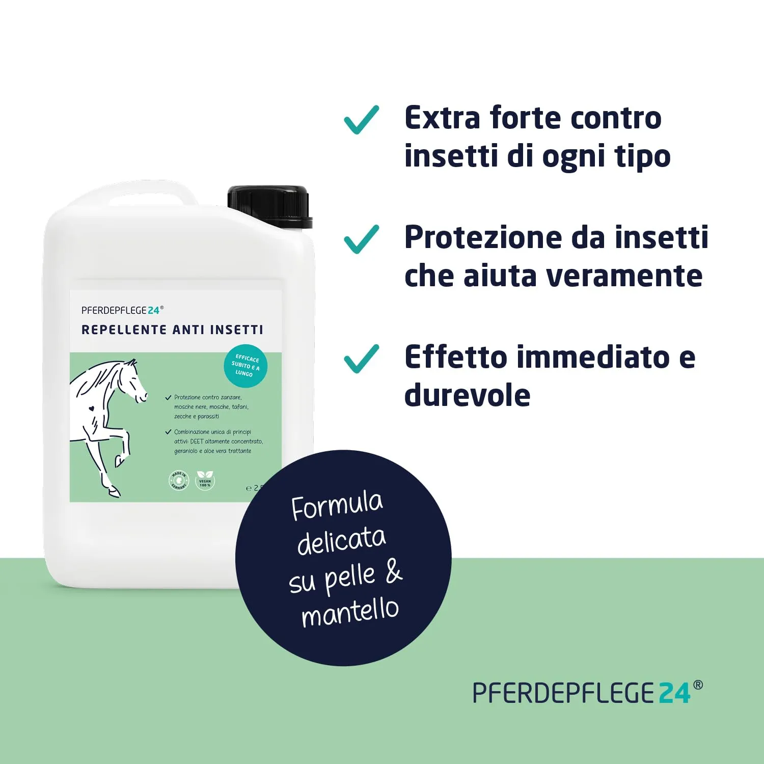 PFERDEPFLEGE24 Repellente Insetti Cavallo Spray con Aloe Vera, 2,5l - immagine 2