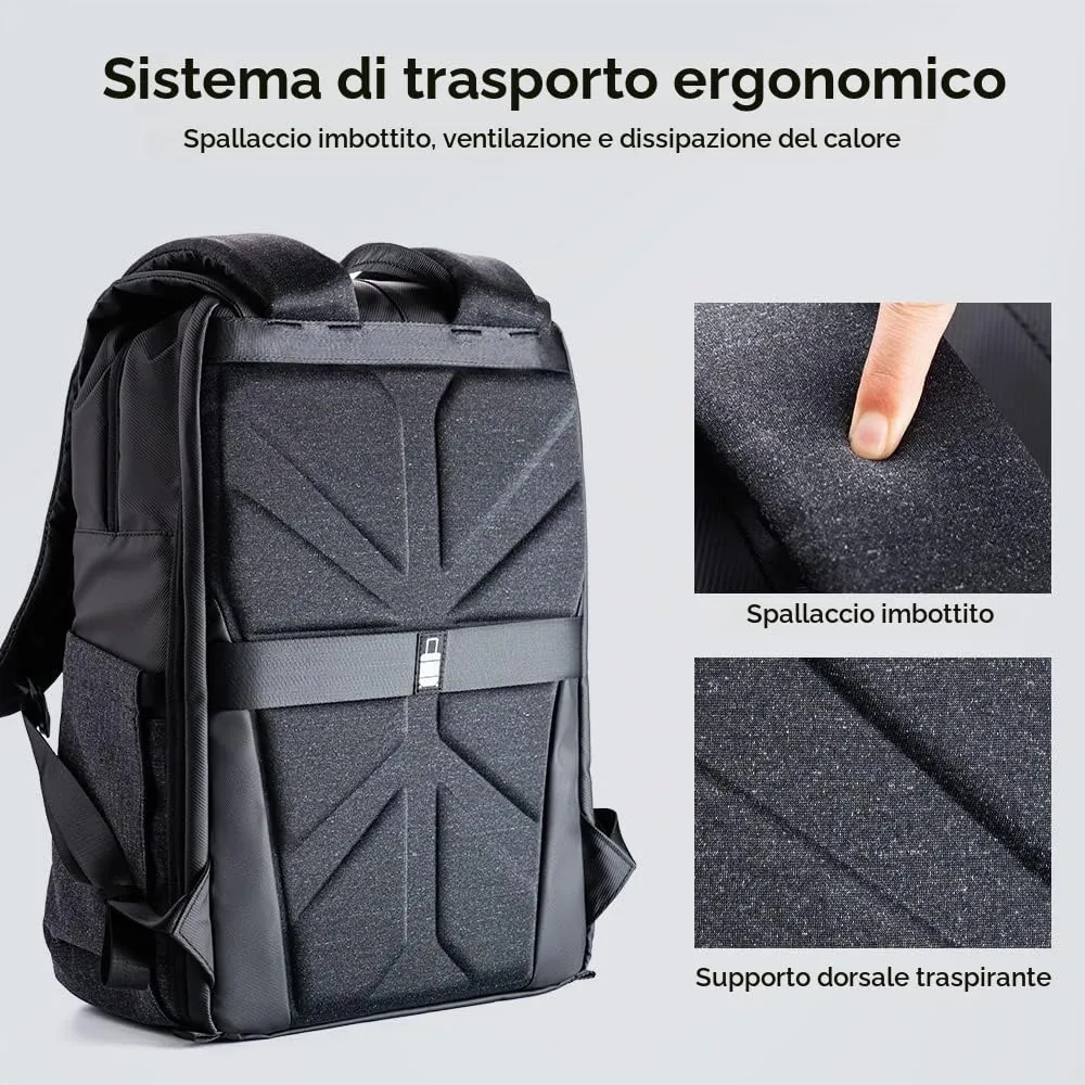 K&F Concept Zaino Fotografico Professionale Impermeabile Antifurto, 20 Litri, Grigio - immagine 6