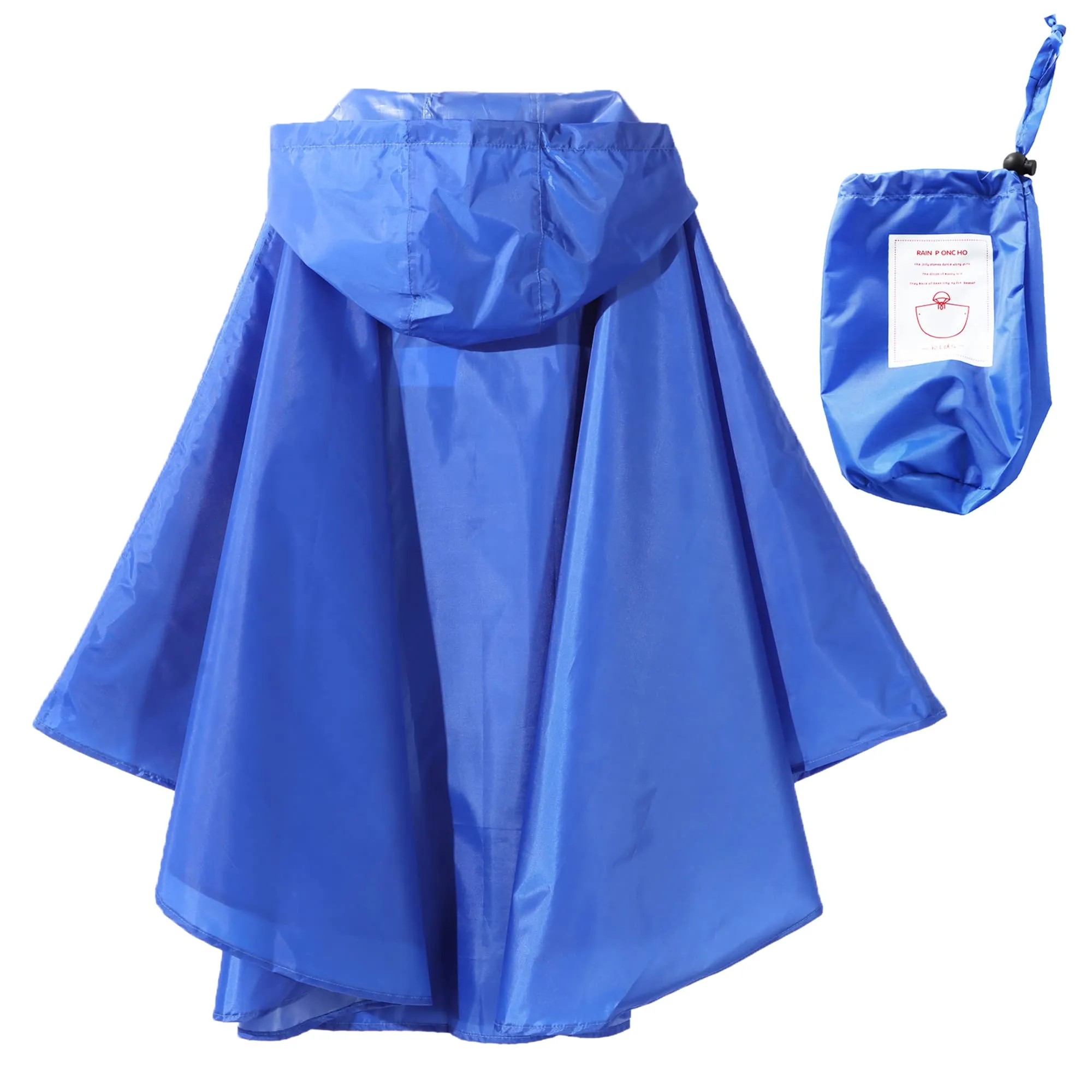 QIKADO Mantella Antipioggia Bambina e Ragazzi Poncho Incappucciato Blu, XL - immagine 3