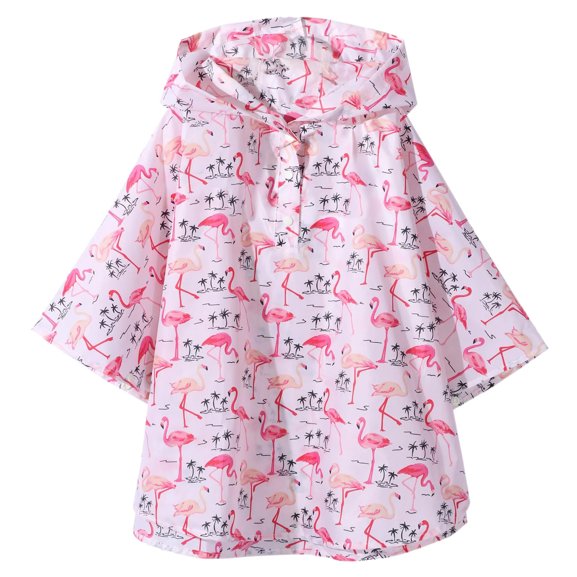 QIKADO Poncho Impermeabile Bambino con Cappuccio e Custodia, Roter Flamingo, 3-5 anni - immagine 1