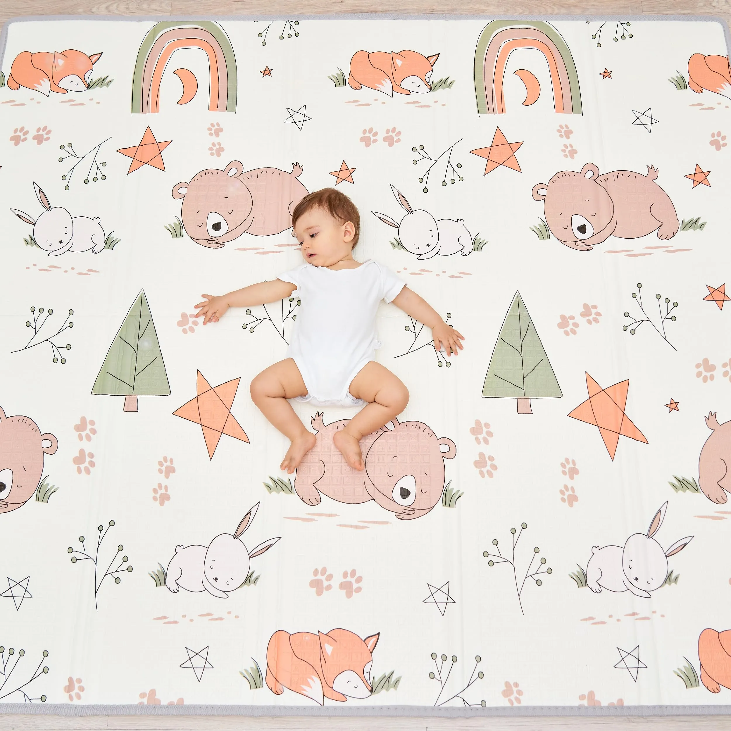 SUPERBE BEBE Tappeto Gioco Bambini Pieghevole 180x200x1.5cm Montessori Reversibile Impermeabile in Schiuma - immagine 1