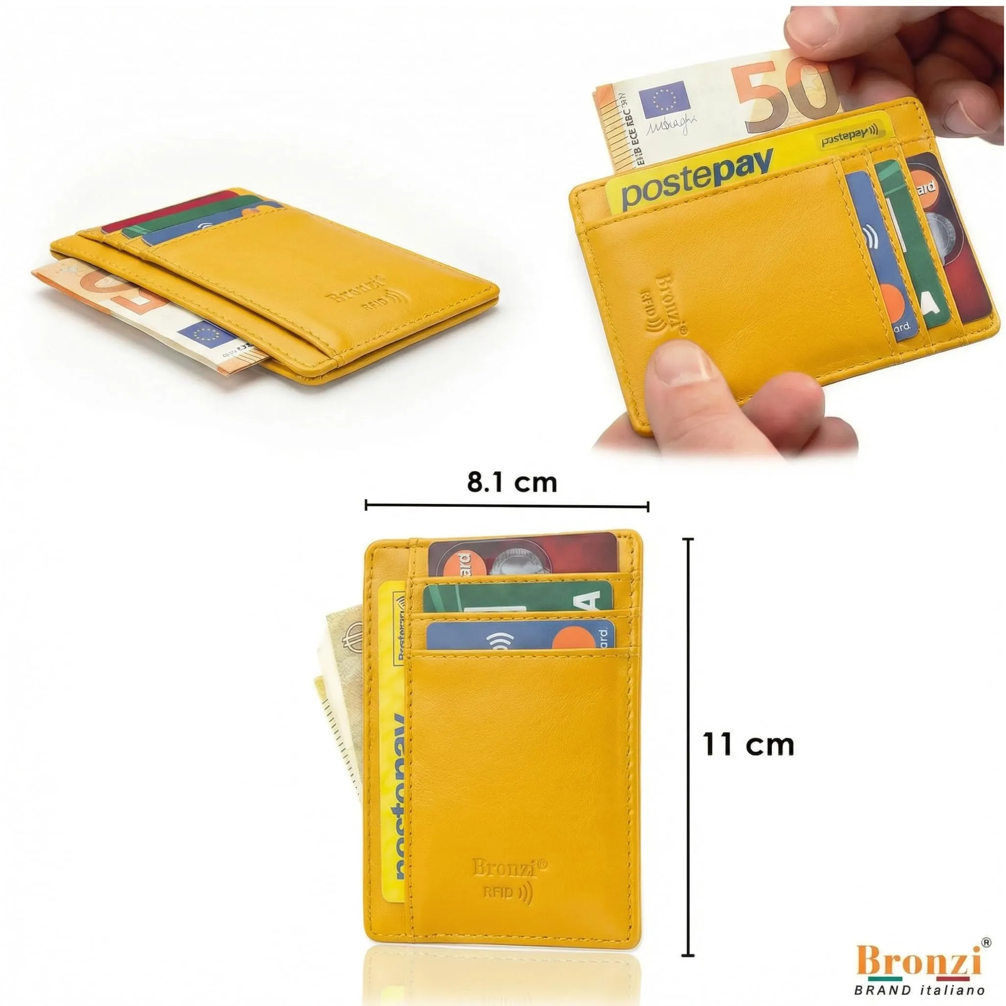 Bronzi Portafoglio Slim Porta Carte di Credito con Protezione RFID - immagine 2