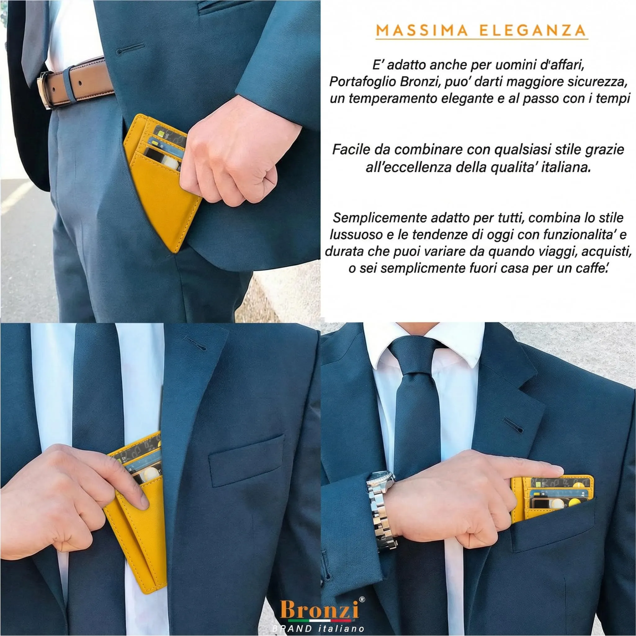 Bronzi Portafoglio Slim Porta Carte di Credito con Protezione RFID - immagine 6