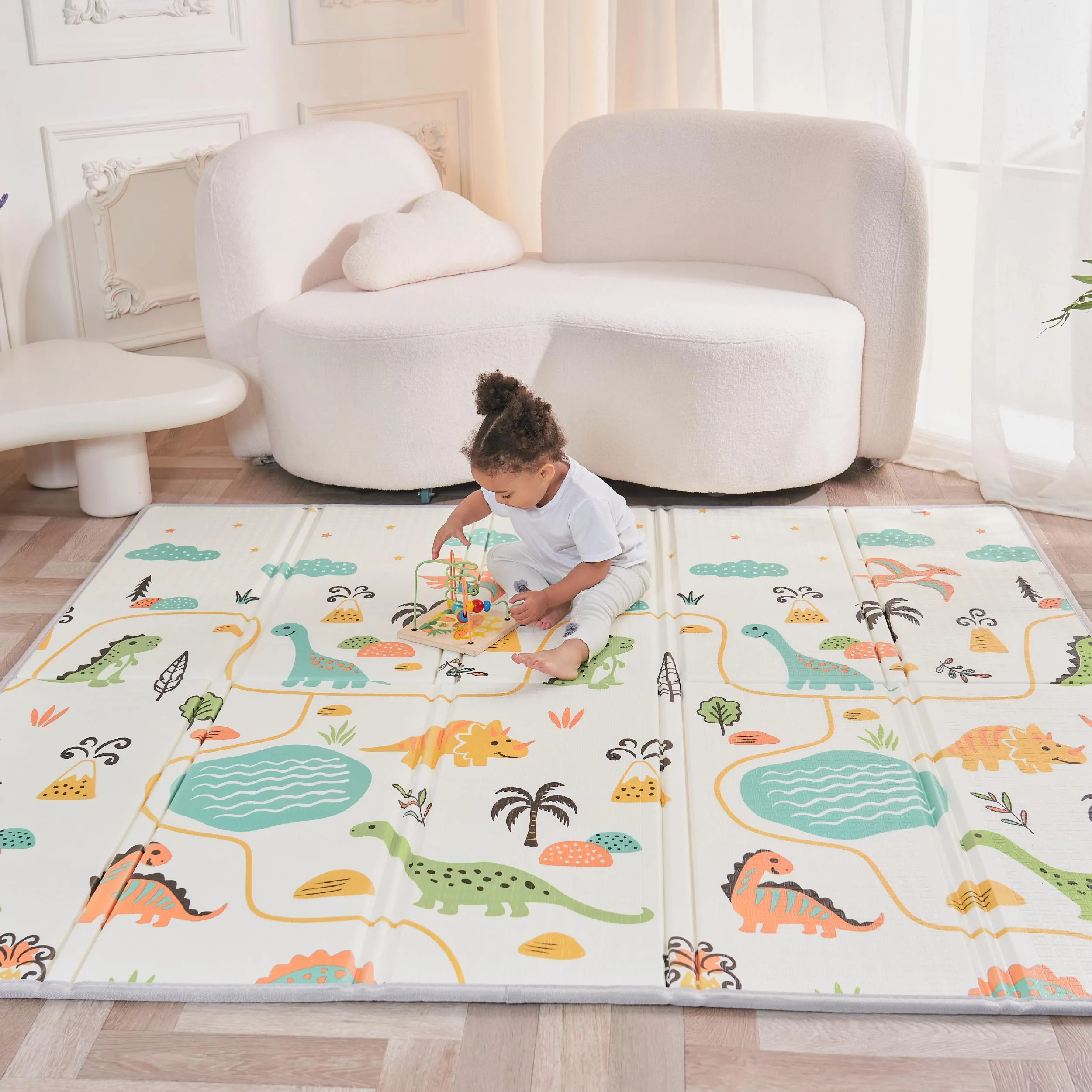 SUPERBE BEBE Tappeto Gioco Bambini Pieghevole 180x200x1.5cm Montessori Reversibile in Schiuma - immagine 1