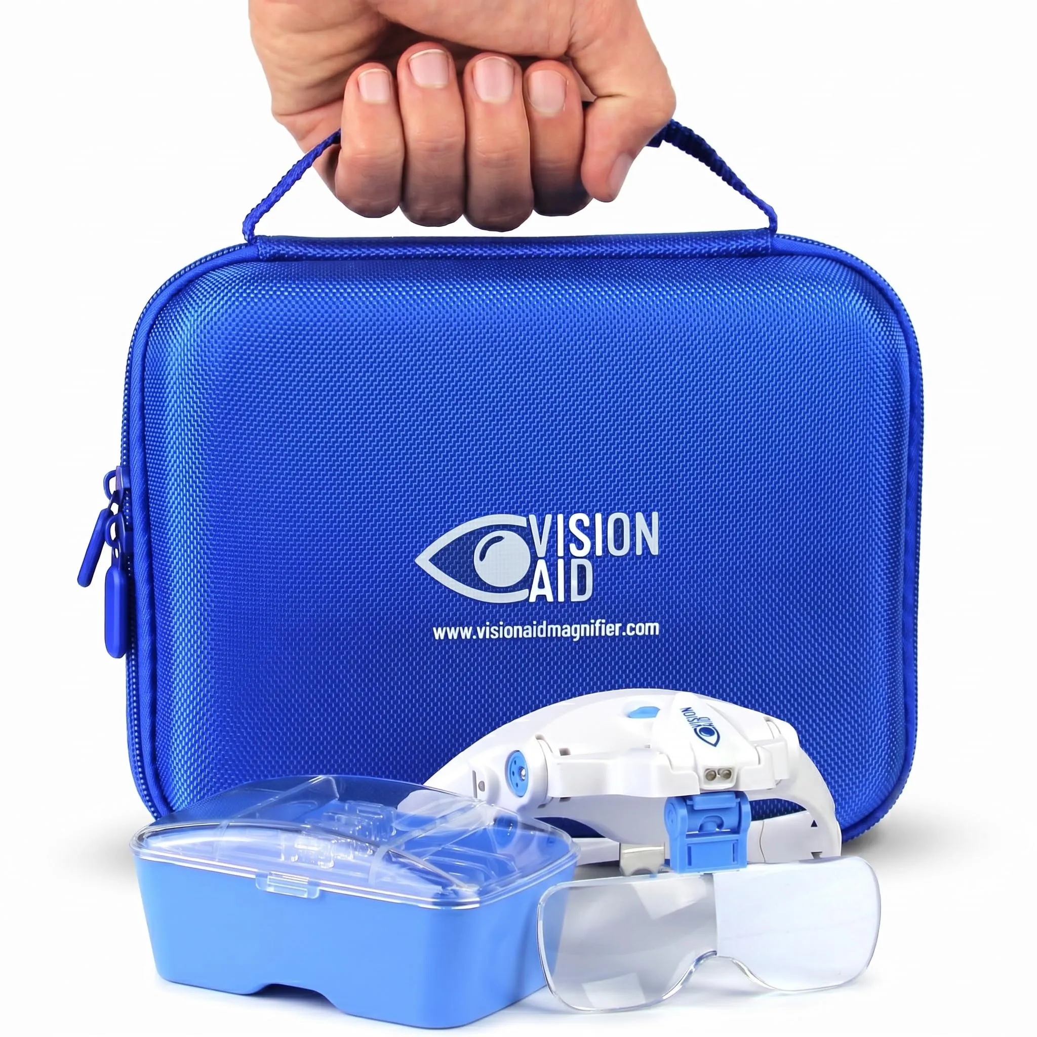 Vision Aid Lenti d'Ingrandimento con Luce LED Ricaricabile USB, 5 Lenti, Archetto e Custodia - immagine 1