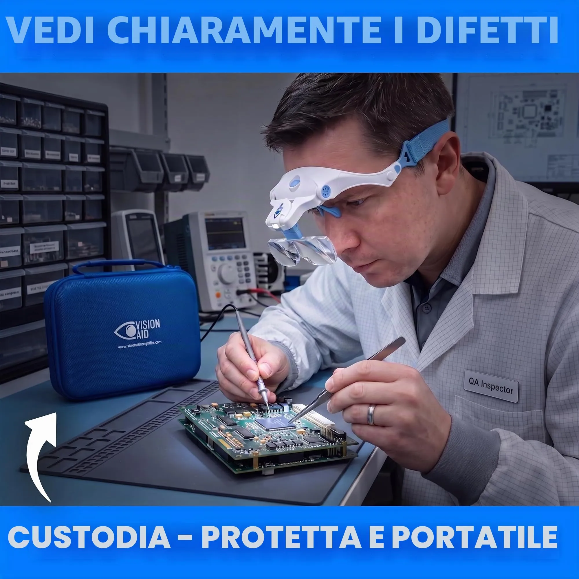 Vision Aid Lenti d'Ingrandimento con Luce LED Ricaricabile USB, 5 Lenti, Archetto e Custodia - immagine 6