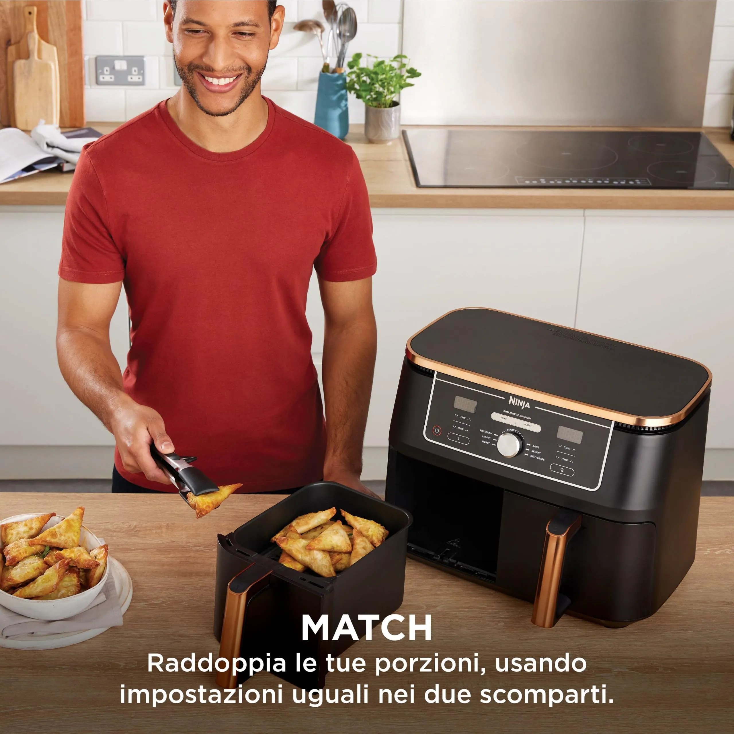 Ninja Foodi Max Dual Zone Friggitrice ad Aria 6 in 1, 9,5L, Rame/Nero - immagine 5