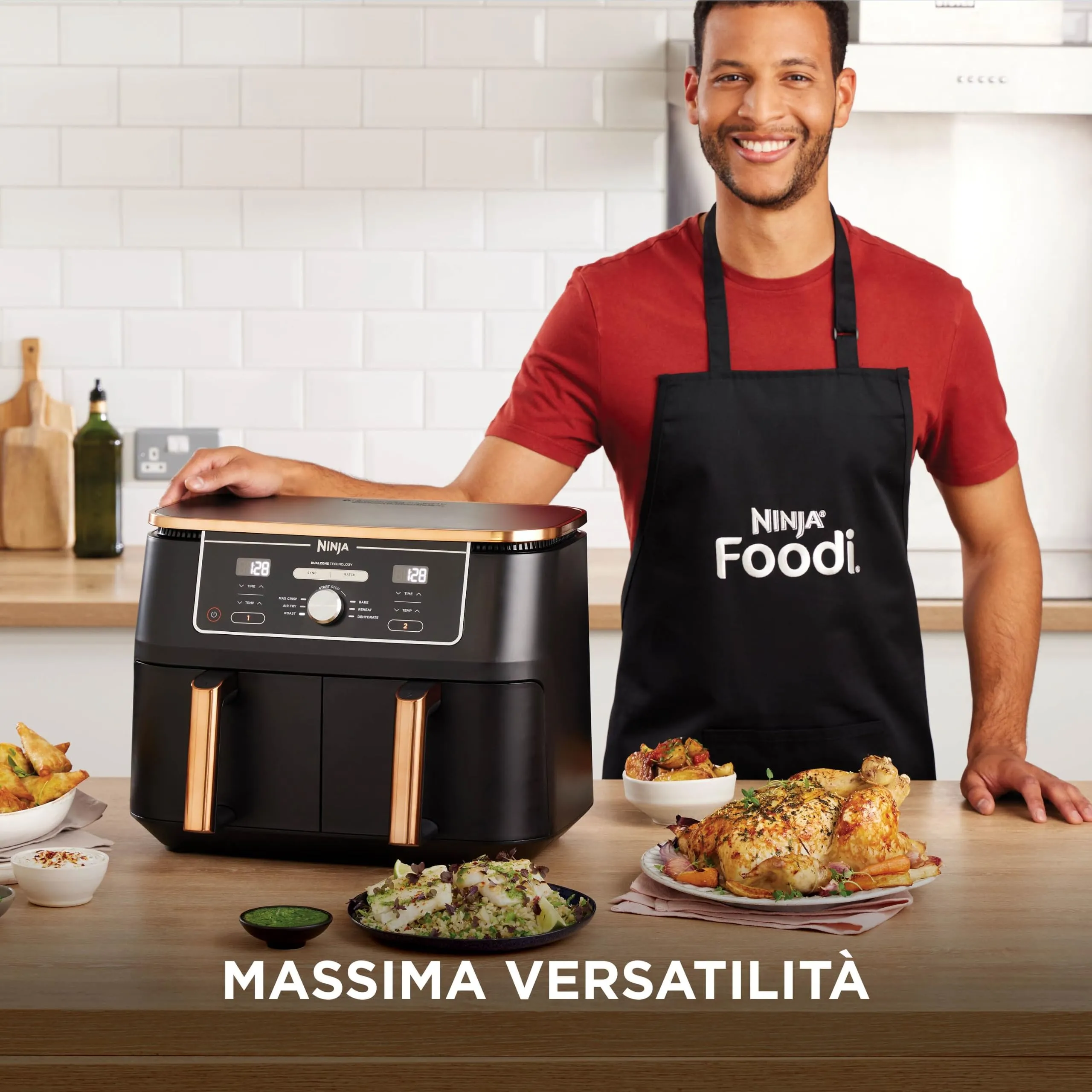 Ninja Foodi Max Dual Zone Friggitrice ad Aria 6 in 1, 9,5L, Rame/Nero - immagine 6