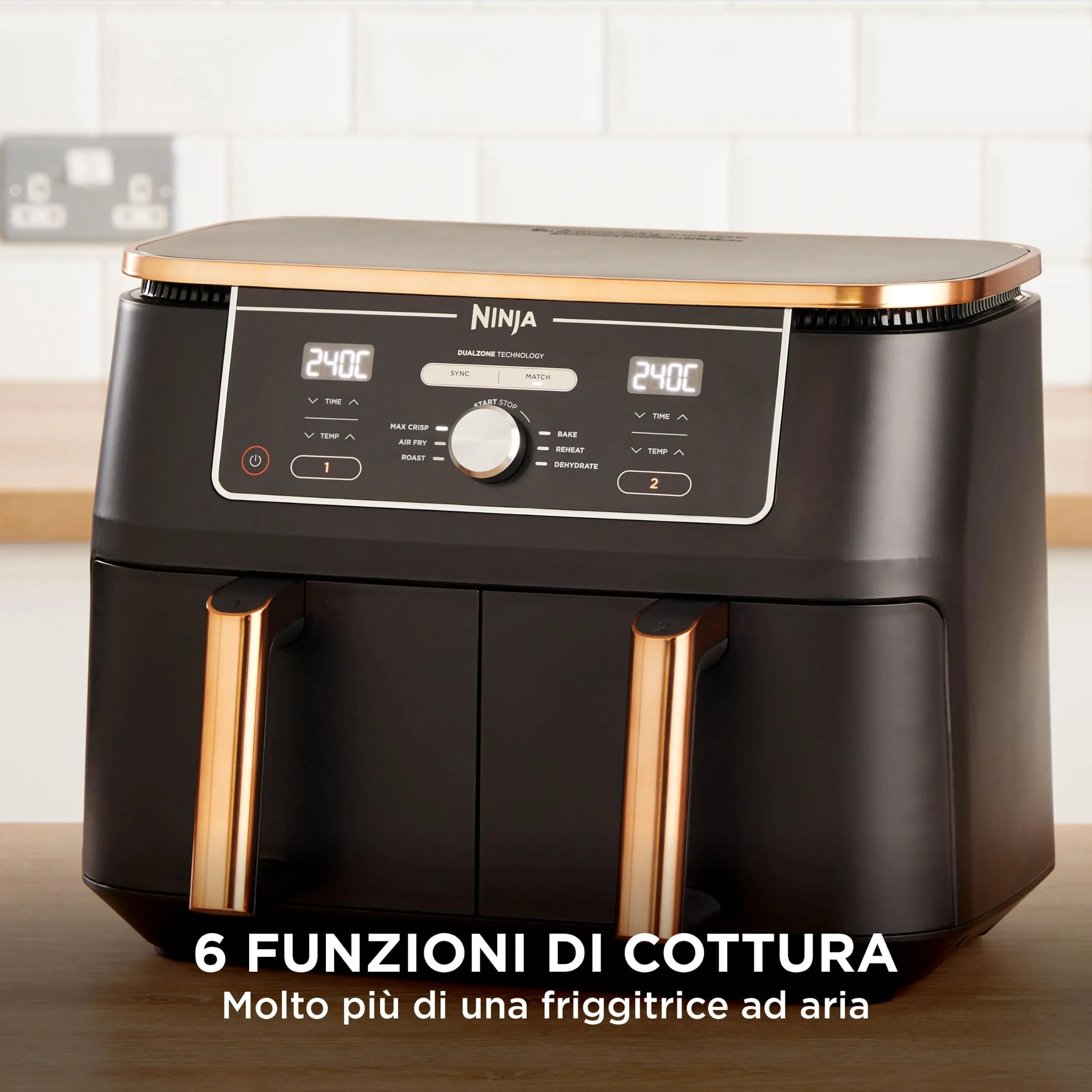 Ninja Foodi Max Dual Zone Friggitrice ad Aria 6 in 1, 9,5L, Rame/Nero - immagine 7