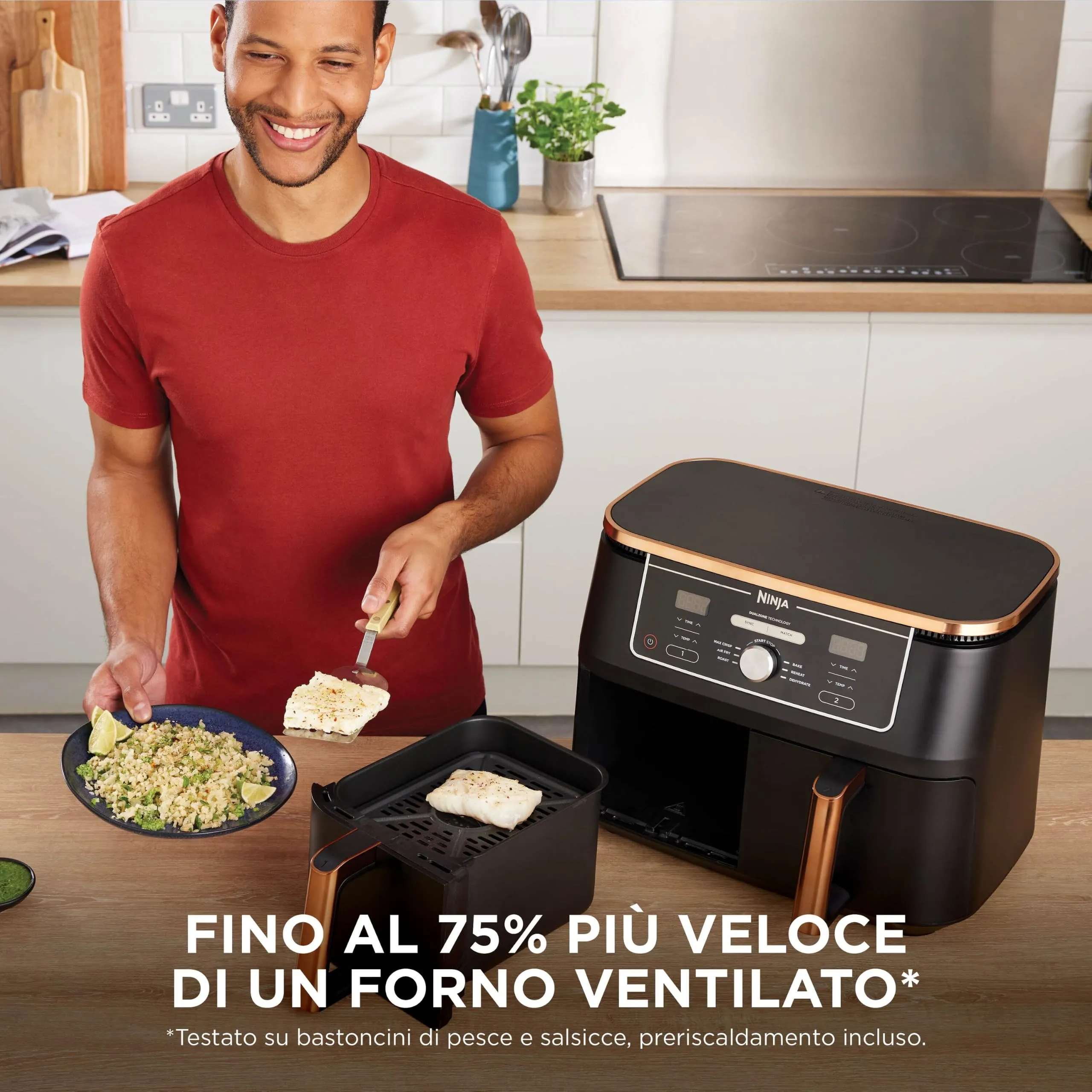 Ninja Foodi Max Dual Zone Friggitrice ad Aria 6 in 1, 9,5L, Rame/Nero - immagine 8