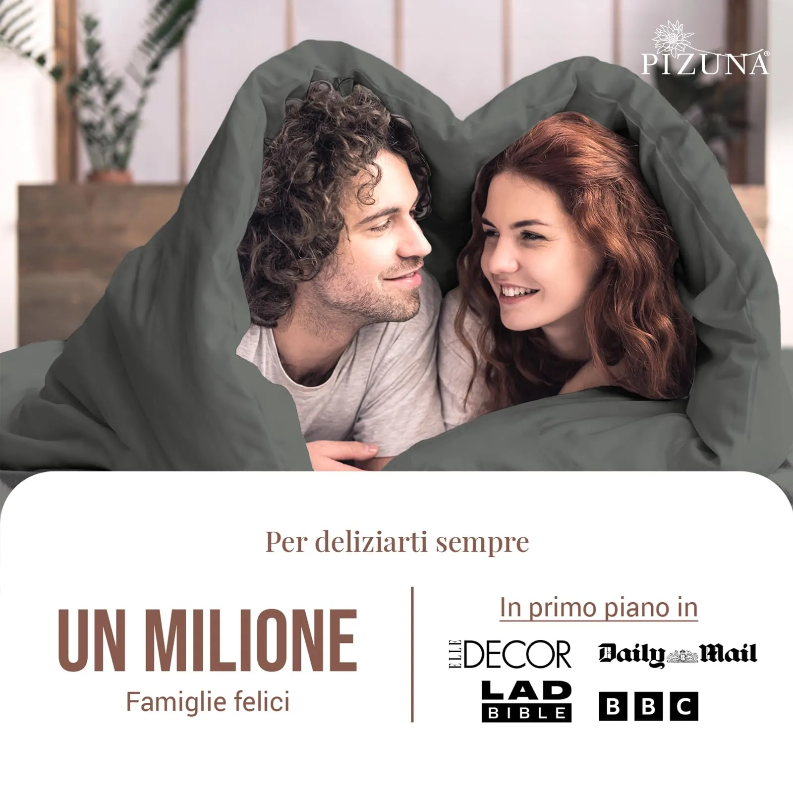 Pizuna Linens Set Copripiumino in Cotone 400 Fili, 240x200 cm, Grigio, 3 Pezzi - immagine 4