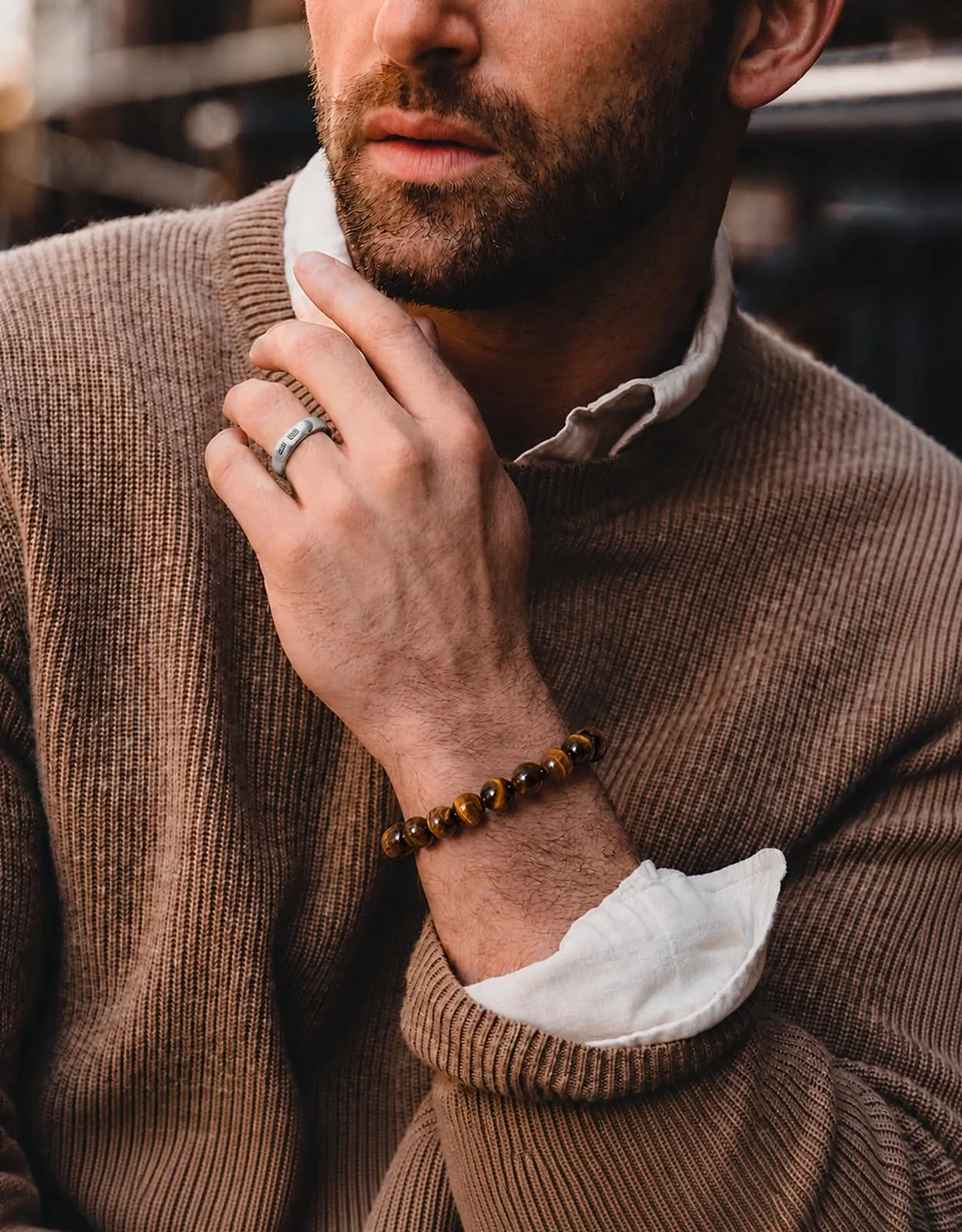 Landorilo Bracciale in Pietre Naturali Occhio di Tigre per Donna e Uomo - immagine 3