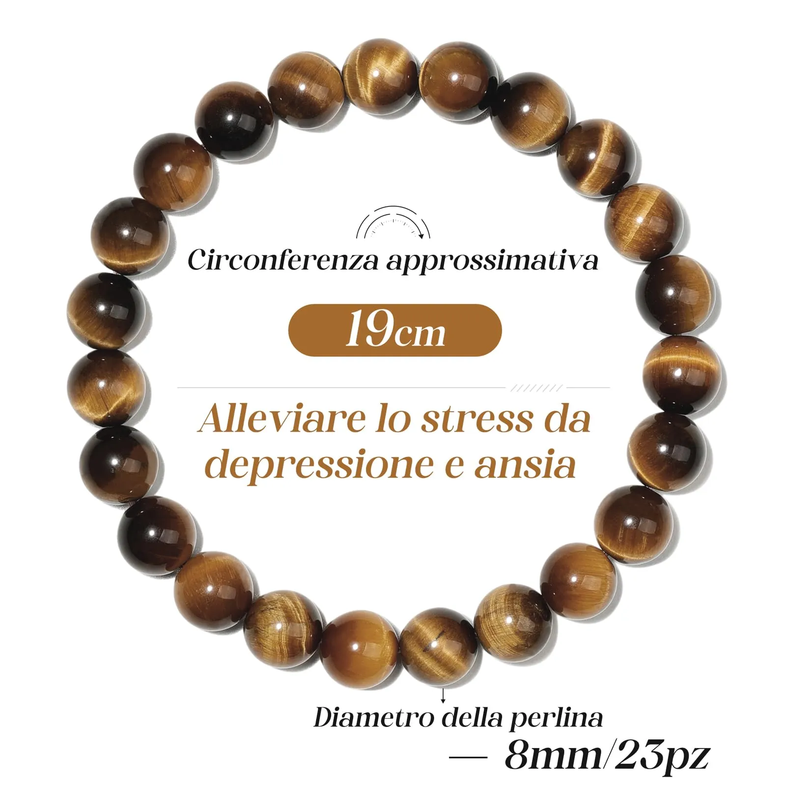 Landorilo Bracciale in Pietre Naturali Occhio di Tigre per Donna e Uomo - immagine 5